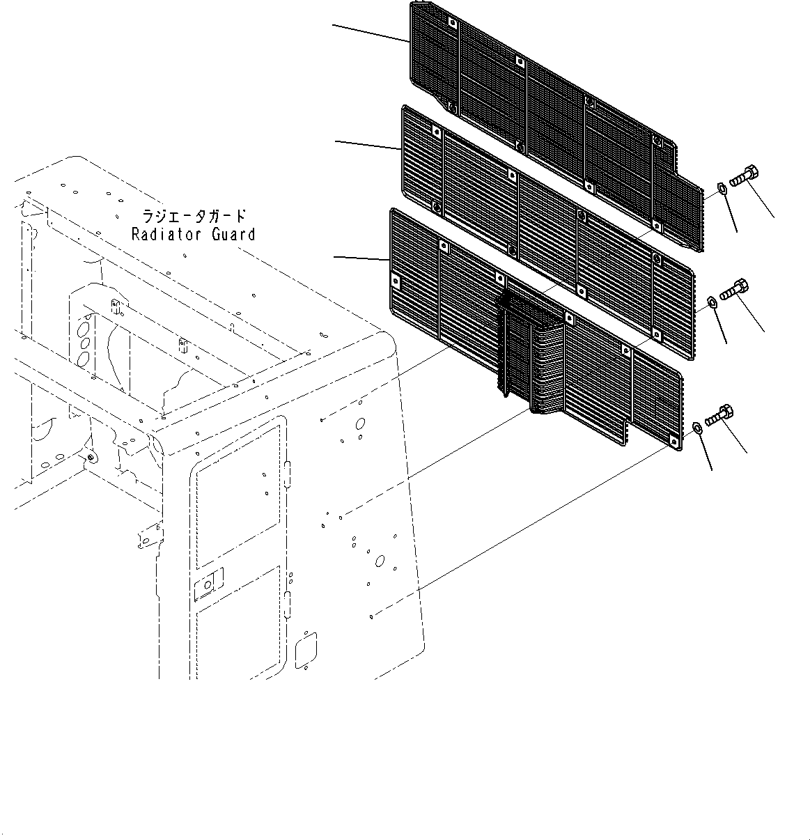 Komatsu parts book diagram for WD600-6R S/N 61001-UP: COOLING FAN GUARD, (#60001-)