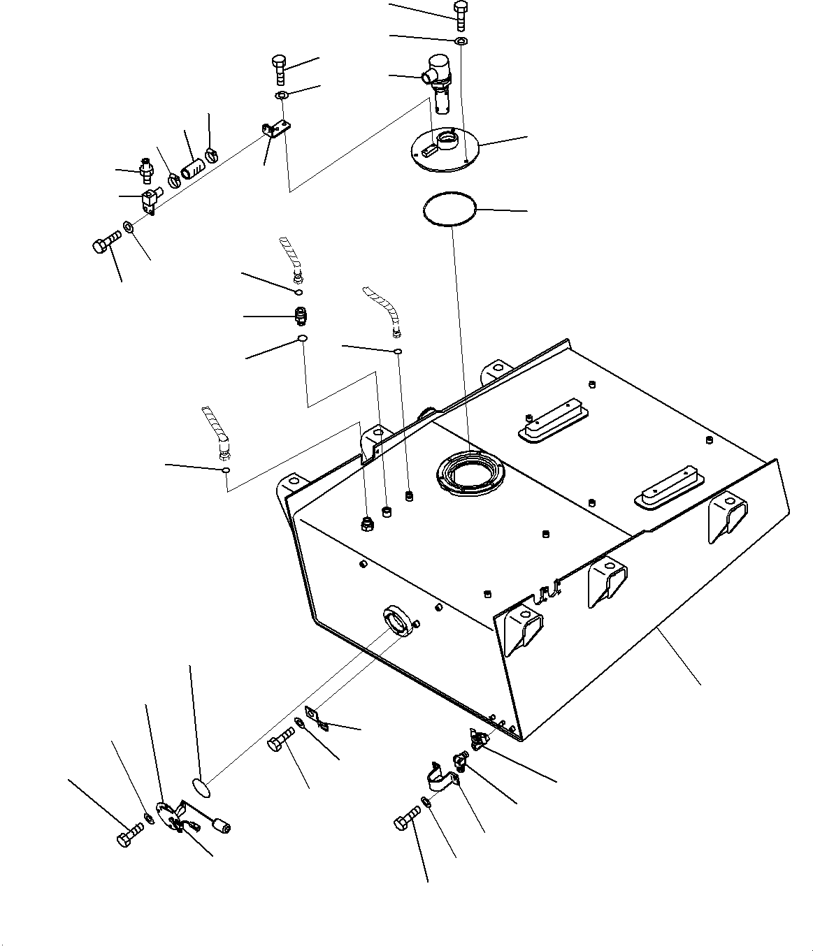 Komatsu parts book diagram for WD600-6R S/N 61001-UP: FUEL TANK, TANK(#61001-)