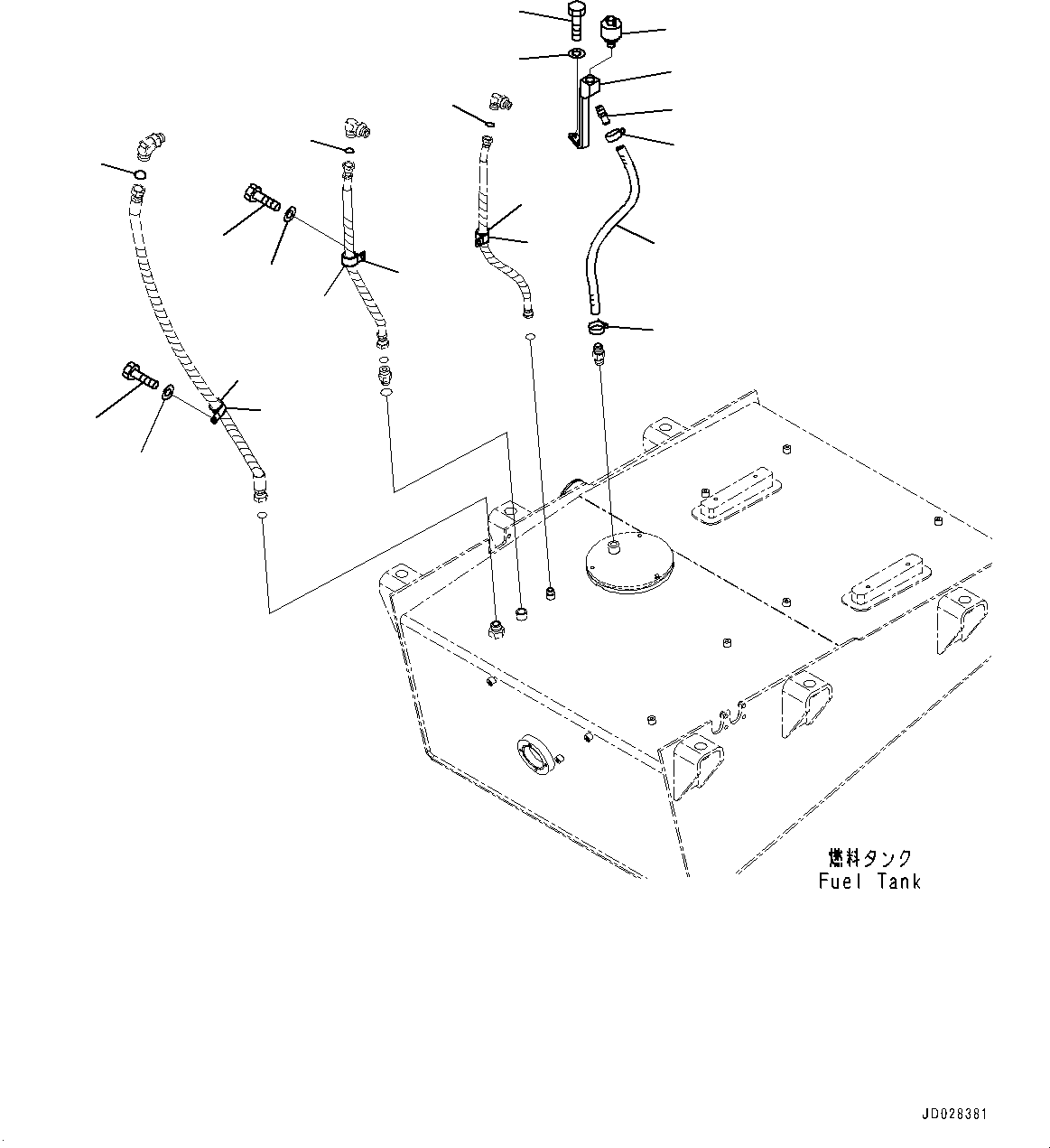 Komatsu parts book diagram for WD600-6R S/N 61001-UP: FUEL TANK, MOUNTING(#61001-)