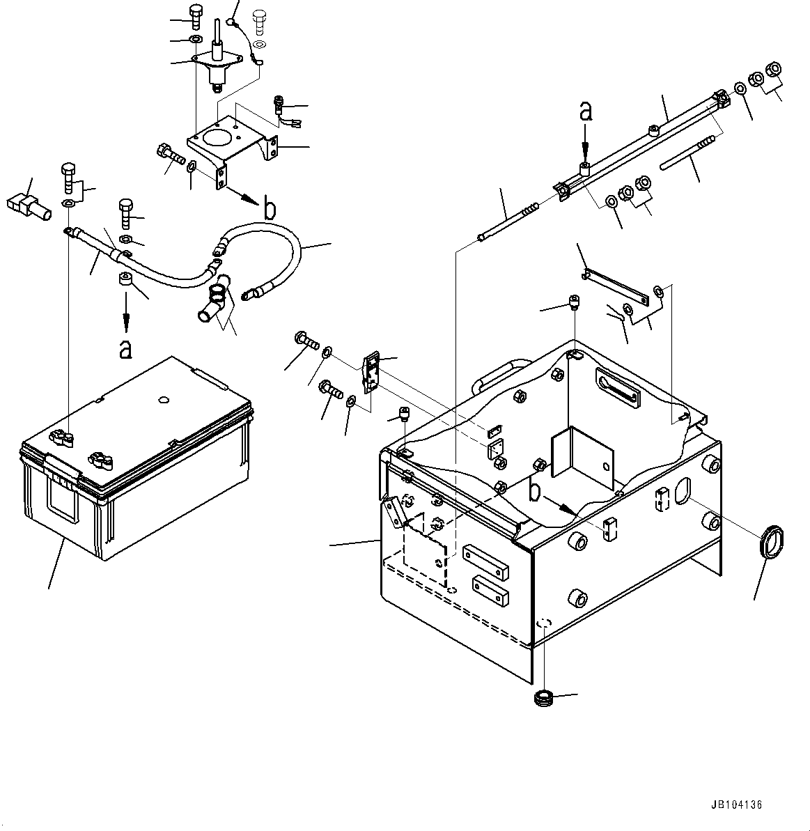 Komatsu parts book diagram for WD600-6R S/N 61001-UP: BATTERY, R.H.(#60001-)