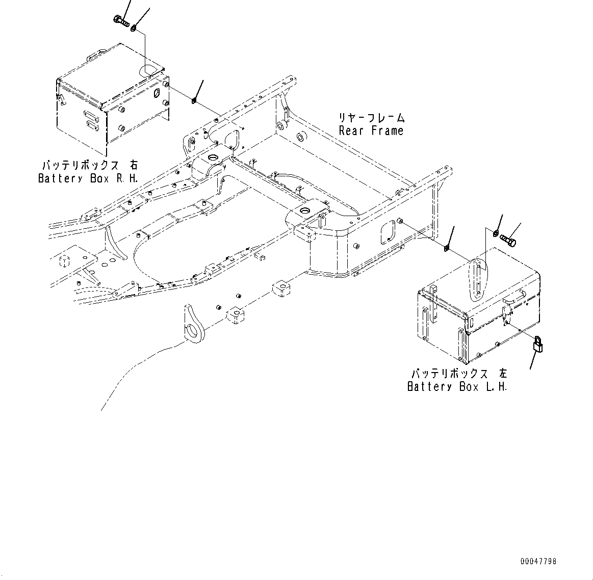 Komatsu parts book diagram for WD600-6R S/N 61001-UP: BATTERY, MOUNTING(#60001-)