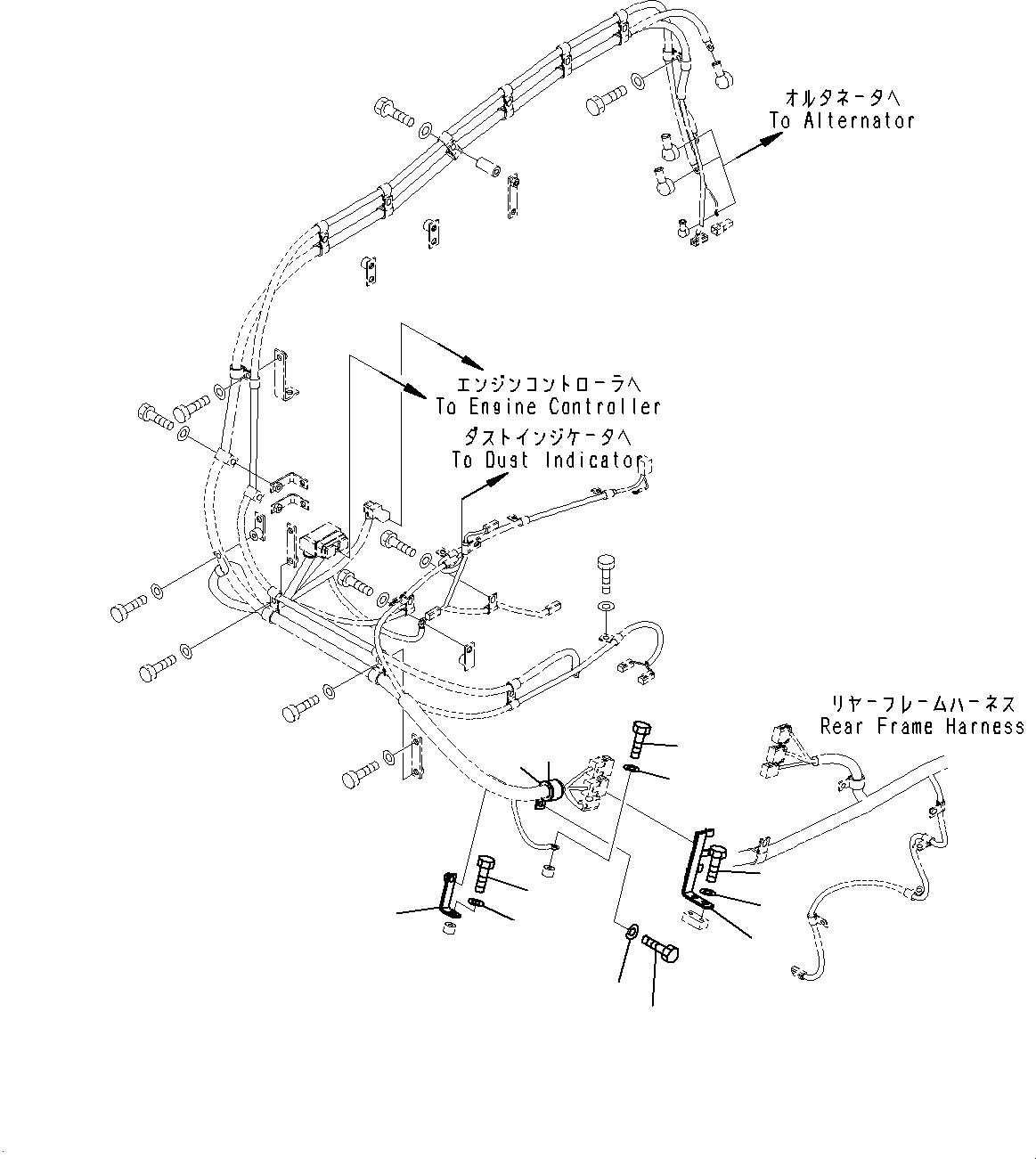 Komatsu parts book diagram for WD600-6R S/N 61001-UP: REAR ELECTRIC WIRING HARNESS, MOUNTING(#60001-)