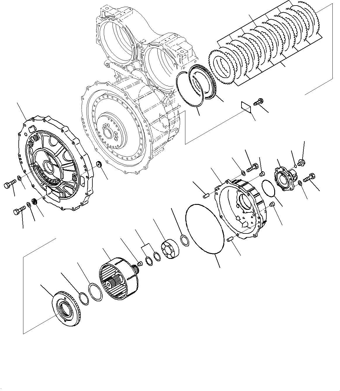 Komatsu parts book diagram for WD600-6R S/N 61001-UP: TORQUE CONVERTER AND TRANSMISSION, HOUSING(#60001-)