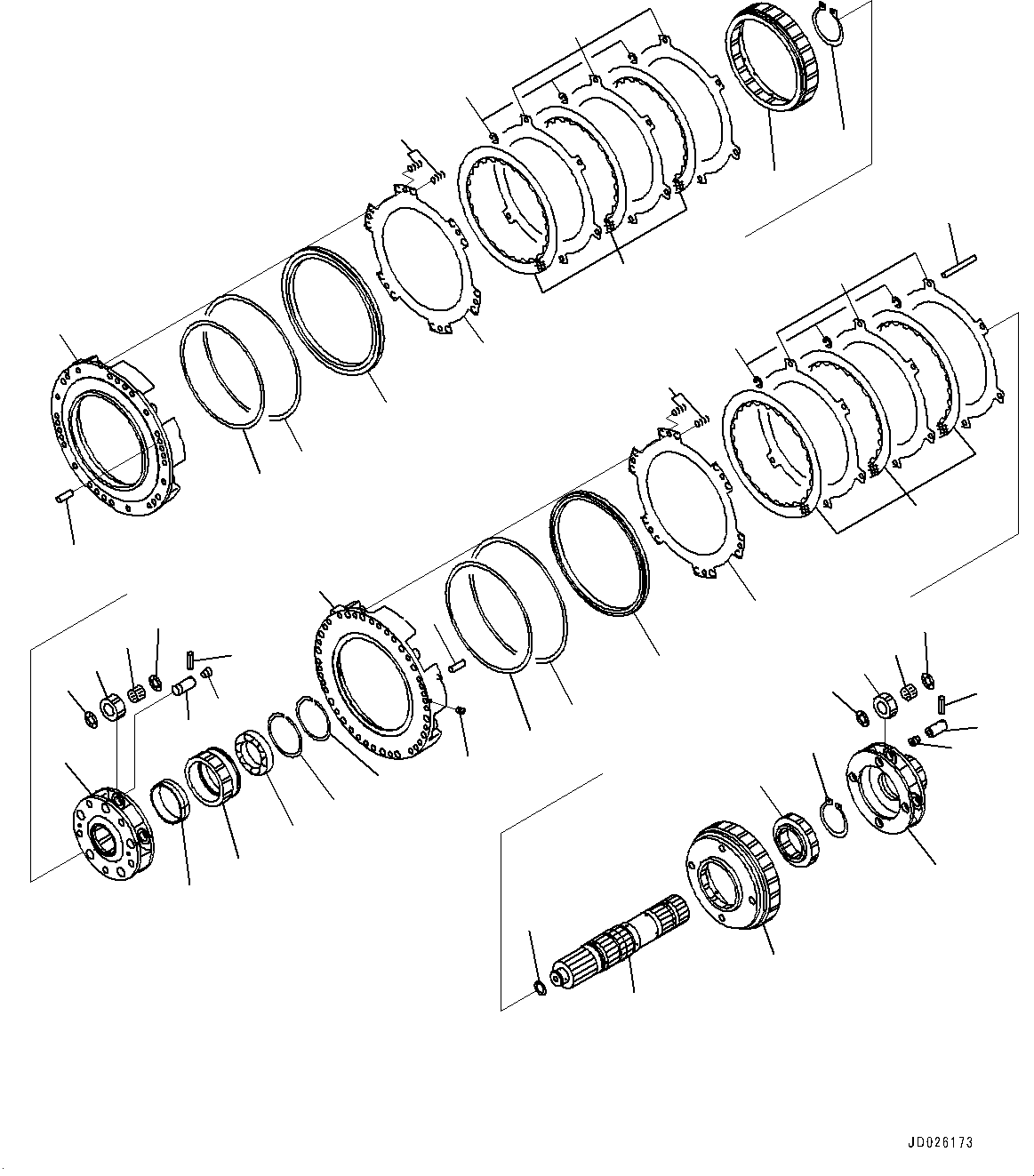 Komatsu parts book diagram for WD600-6R S/N 61001-UP: TORQUE CONVERTER AND TRANSMISSION, 1ST AND 3RD HOUSING(#60001-)