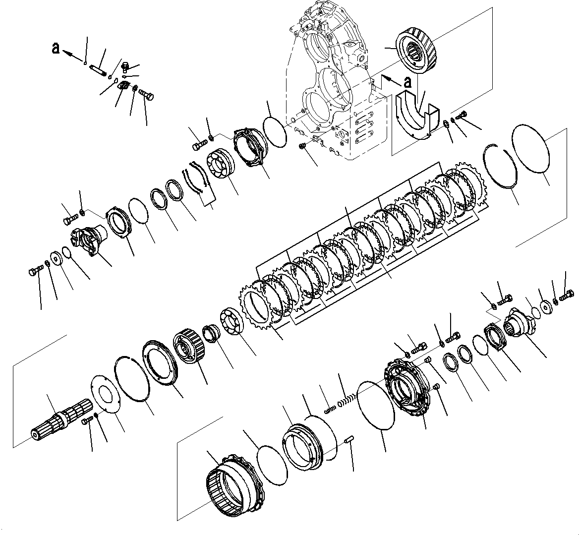 Komatsu parts book diagram for WD600-6R S/N 61001-UP: TORQUE CONVERTER AND TRANSMISSION, OUTPUT SHAFT(#60001-)