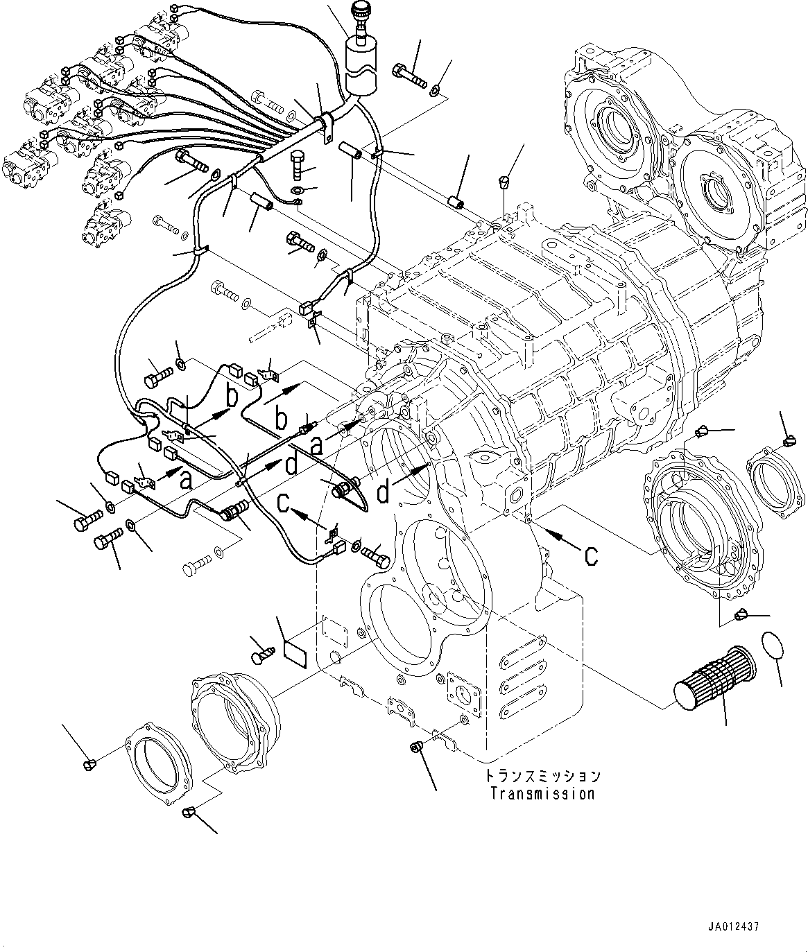 Komatsu parts book diagram for WD600-6R S/N 61001-UP: TORQUE CONVERTER AND TRANSMISSION, ACCESSORY(#60001-)