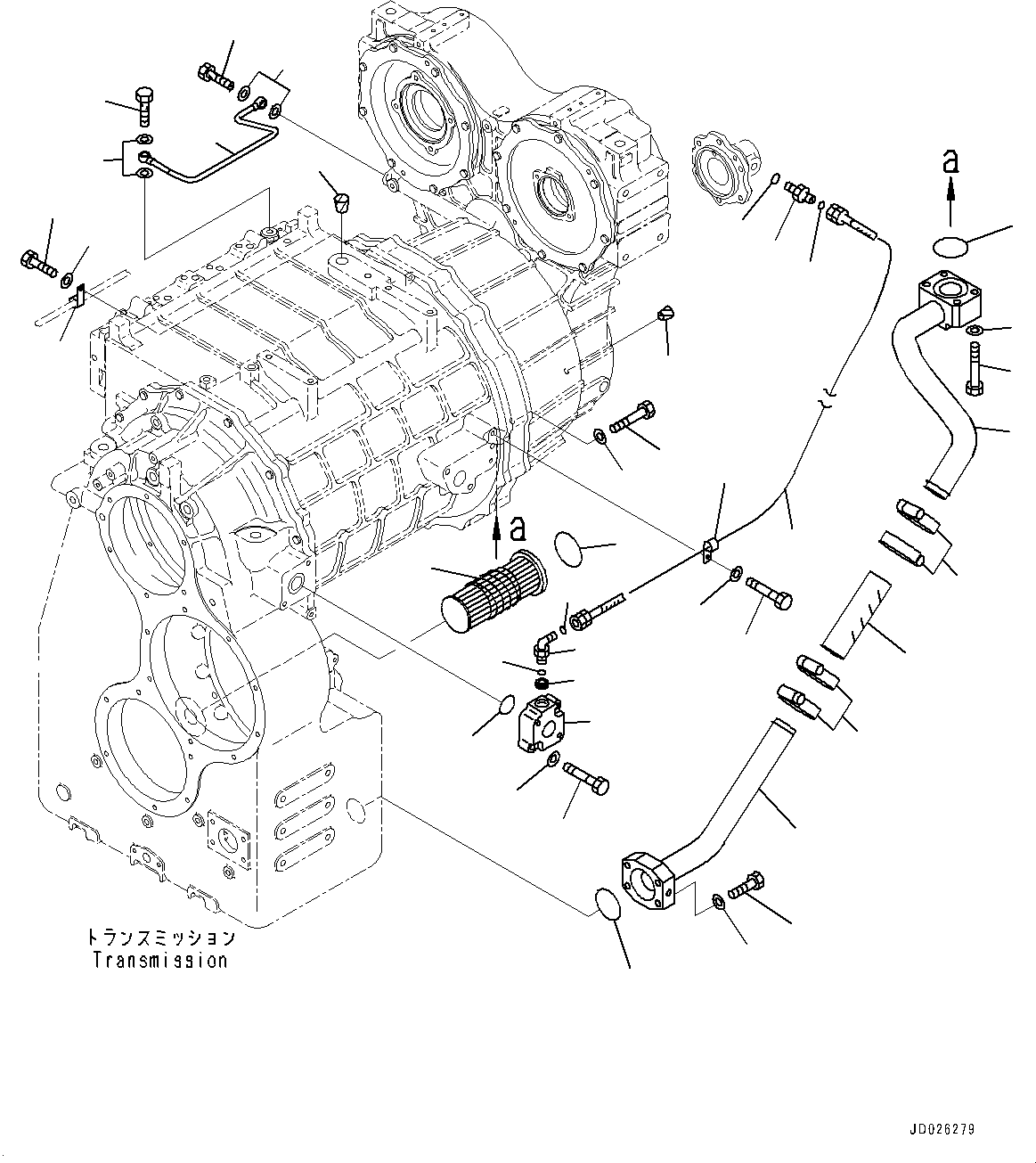 Komatsu parts book diagram for WD600-6R S/N 61001-UP: TORQUE CONVERTER AND TRANSMISSION, PIPING(#60001-)