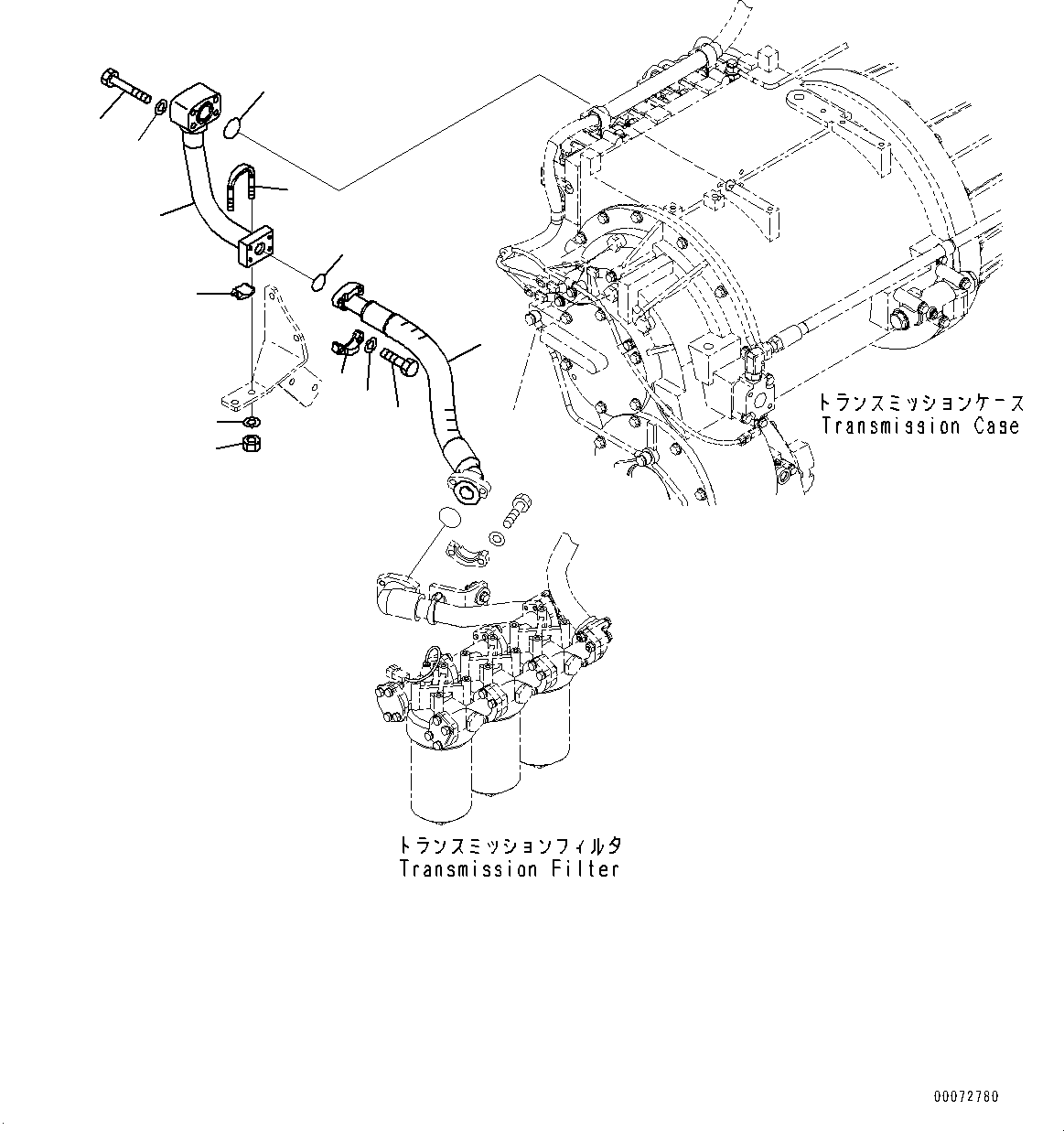 Komatsu parts book diagram for WD600-6R S/N 61001-UP: TORQUE CONVERTER AND TRANSMISSION, FILTER PIPING(#60001-)