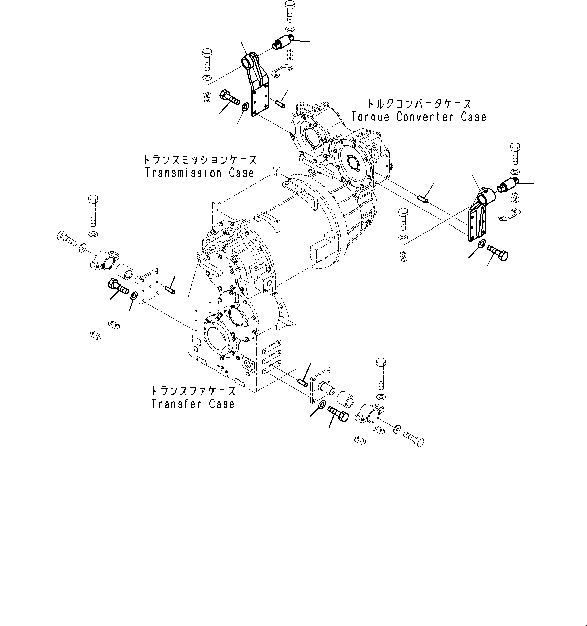 Komatsu parts book diagram for WD600-6R S/N 61001-UP: TORQUE CONVERTER AND TRANSMISSION, MOUNTING (1/5)(#60001-)