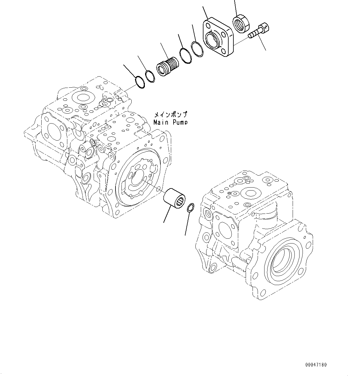Komatsu parts book diagram for WD600-6R S/N 61001-UP: TORQUE CONVERTER AND TRANSMISSION, PISTON PUMP (9/22) (LOADER PUMP)(#60001-)