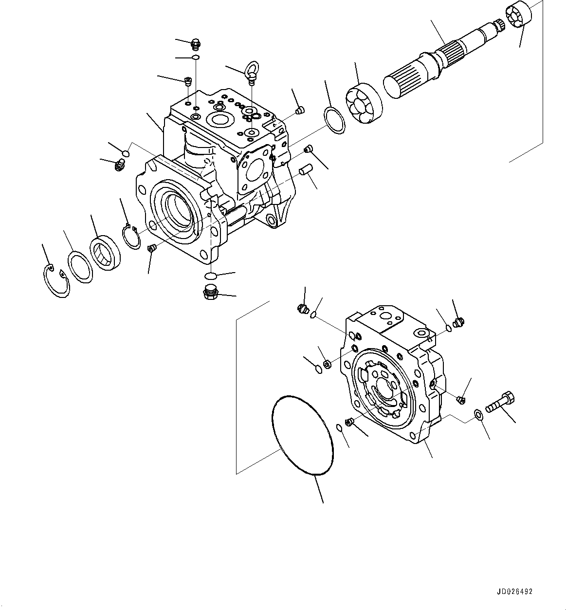 Komatsu parts book diagram for WD600-6R S/N 61001-UP: TORQUE CONVERTER AND TRANSMISSION, STEERING PUMP (STEERING PUMP)(#60001-)