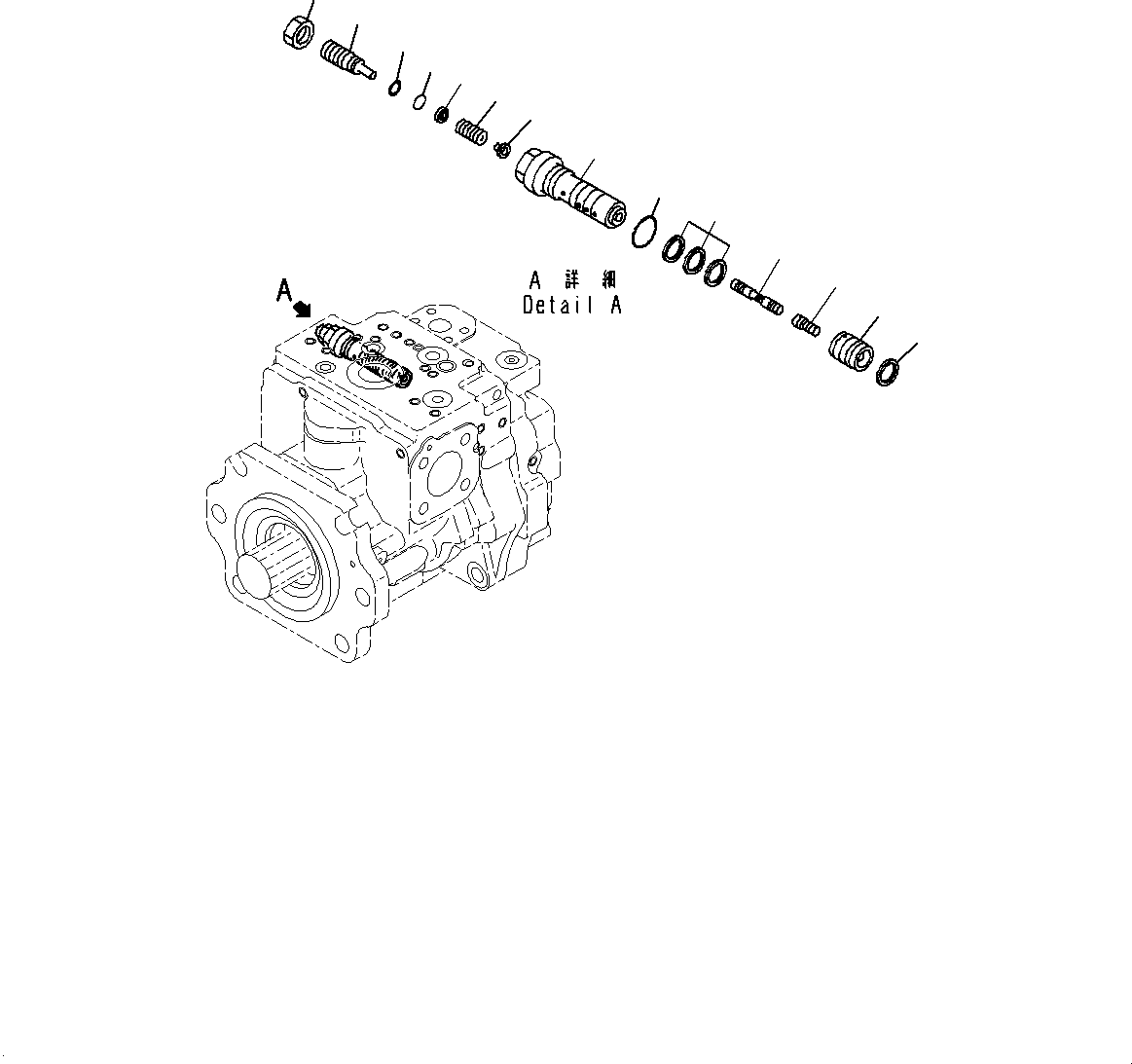 Komatsu parts book diagram for WD600-6R S/N 61001-UP: TORQUE CONVERTER AND TRANSMISSION, PISTON PUMP (14/20) (STEERING PUMP)(#60001-)