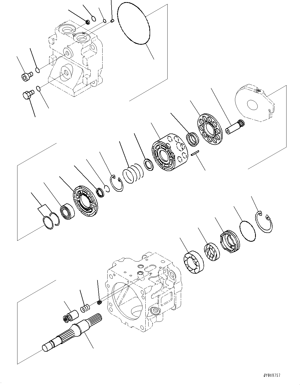Komatsu parts book diagram for WD600-6R S/N 61001-UP: TORQUE CONVERTER AND TRANSMISSION, PISTON PUMP (17/20) (COOLING FAN PUMP)(#60001-)