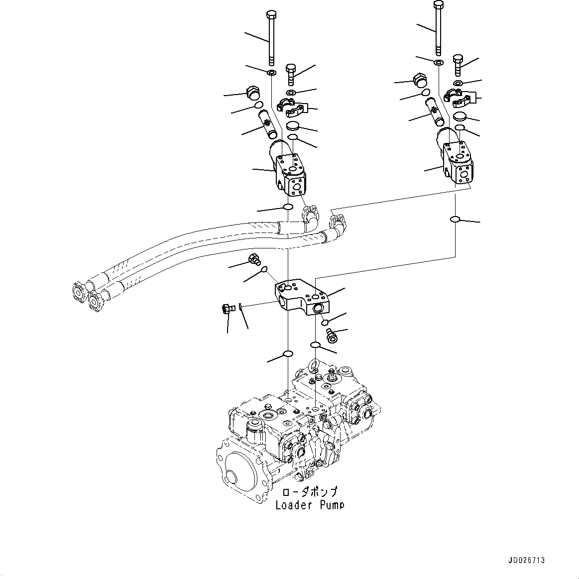 Komatsu parts book diagram for WD600-6R S/N 61001-UP: TORQUE CONVERTER AND TRANSMISSION, DELIVERY PIPING (1/3)(#60001-60032)