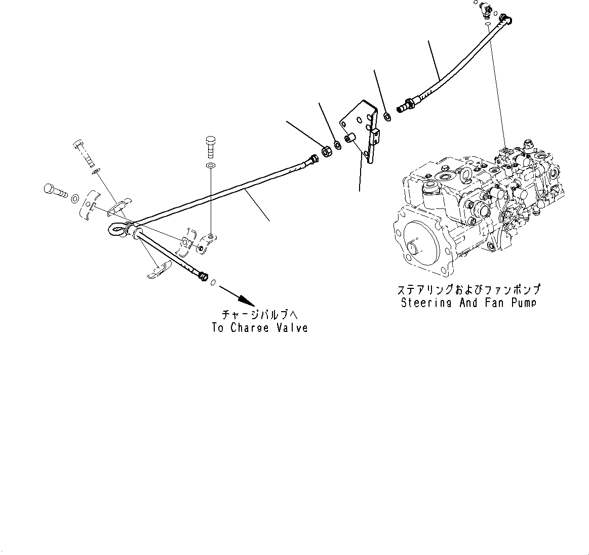 Komatsu parts book diagram for WD600-6R S/N 61001-UP: TORQUE CONVERTER AND TRANSMISSION, PILOT PIPING (1/2)(#60001-)