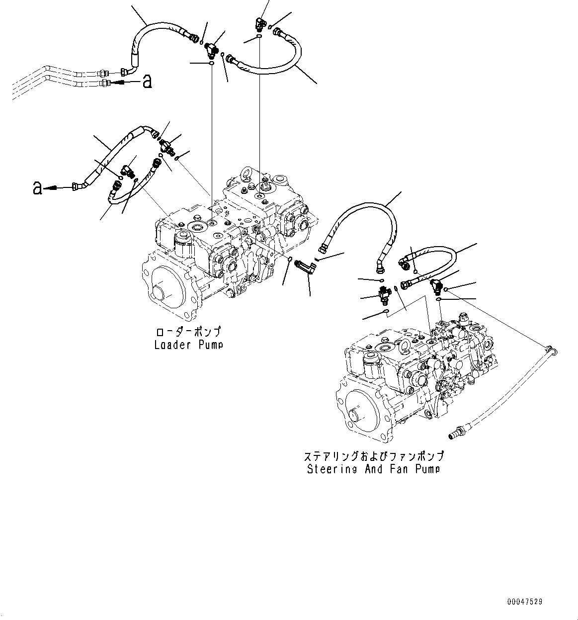 Komatsu parts book diagram for WD600-6R S/N 61001-UP: TORQUE CONVERTER AND TRANSMISSION, PILOT PIPING (2/2)(#60001-)