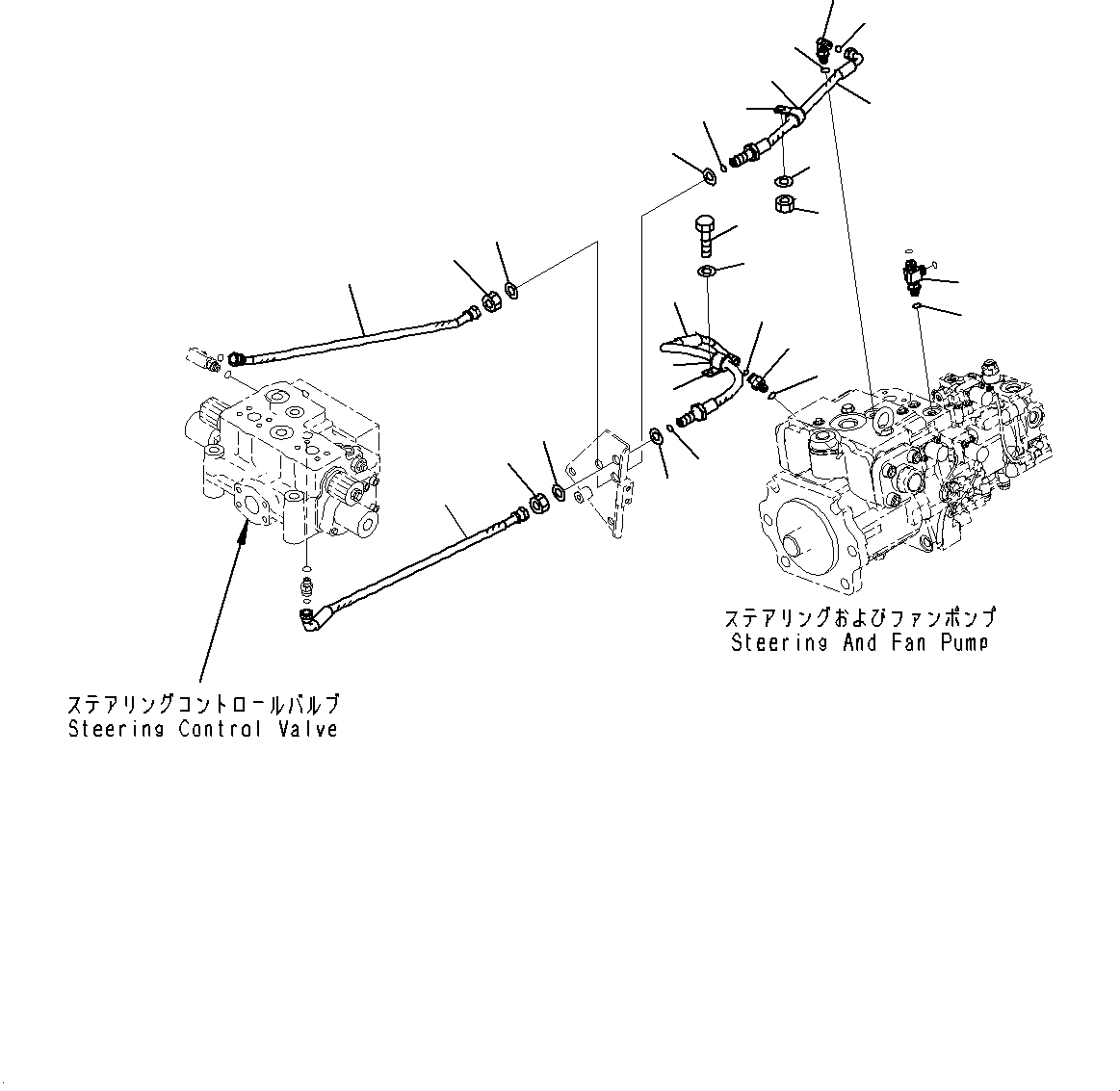 Komatsu parts book diagram for WD600-6R S/N 61001-UP: TORQUE CONVERTER AND TRANSMISSION, STEERING PILOT PIPING(#60001-)