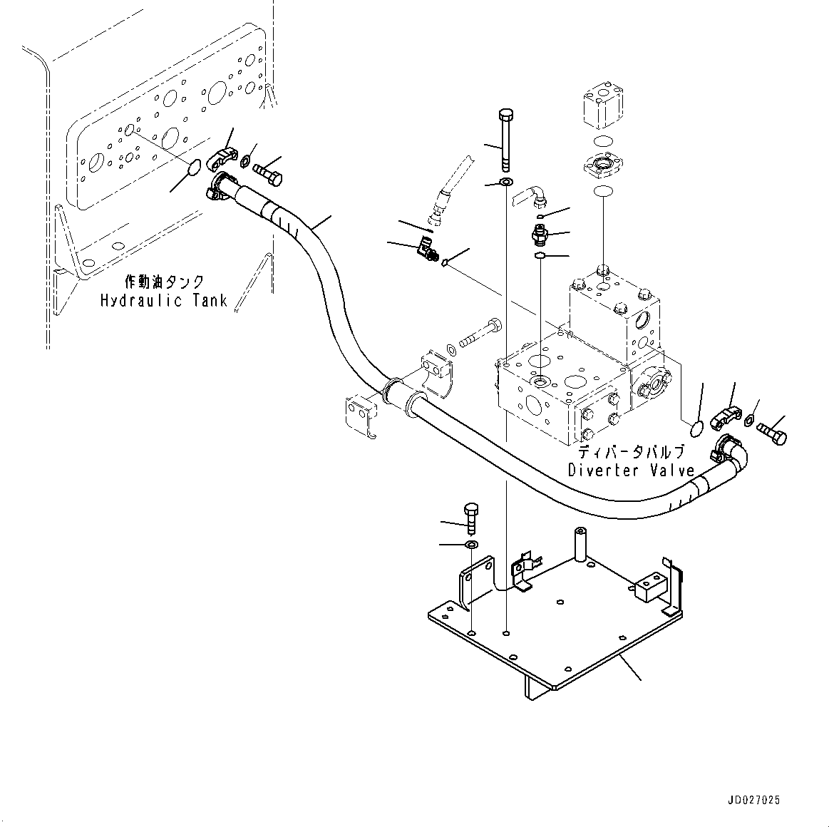 Komatsu parts book diagram for WD600-6R S/N 61001-UP: TORQUE CONVERTER AND TRANSMISSION, DRAIN PIPING(#60001-)