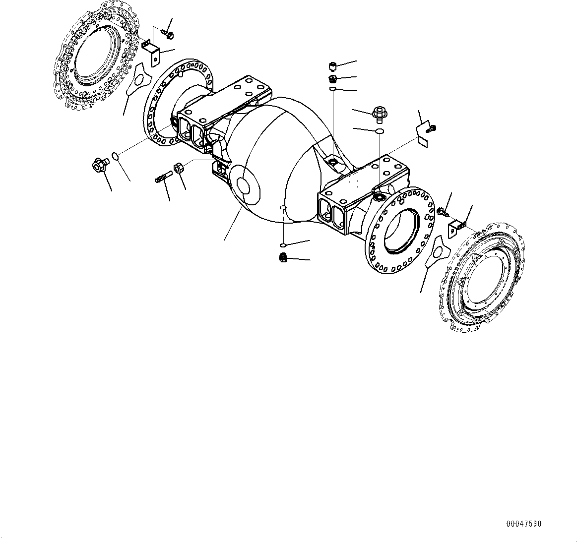Komatsu parts book diagram for WD600-6R S/N 61001-UP: FRONT AXLE, HOUSING AND RELATED PARTS(#60001-)