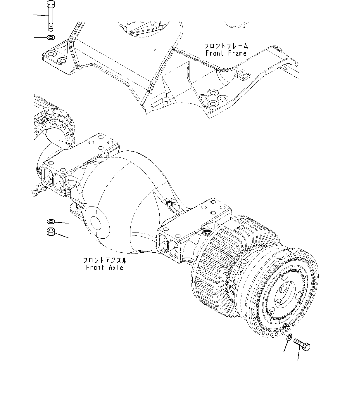 Komatsu parts book diagram for WD600-6R S/N 61001-UP: FRONT AXLE, MOUNTING(#60001-)