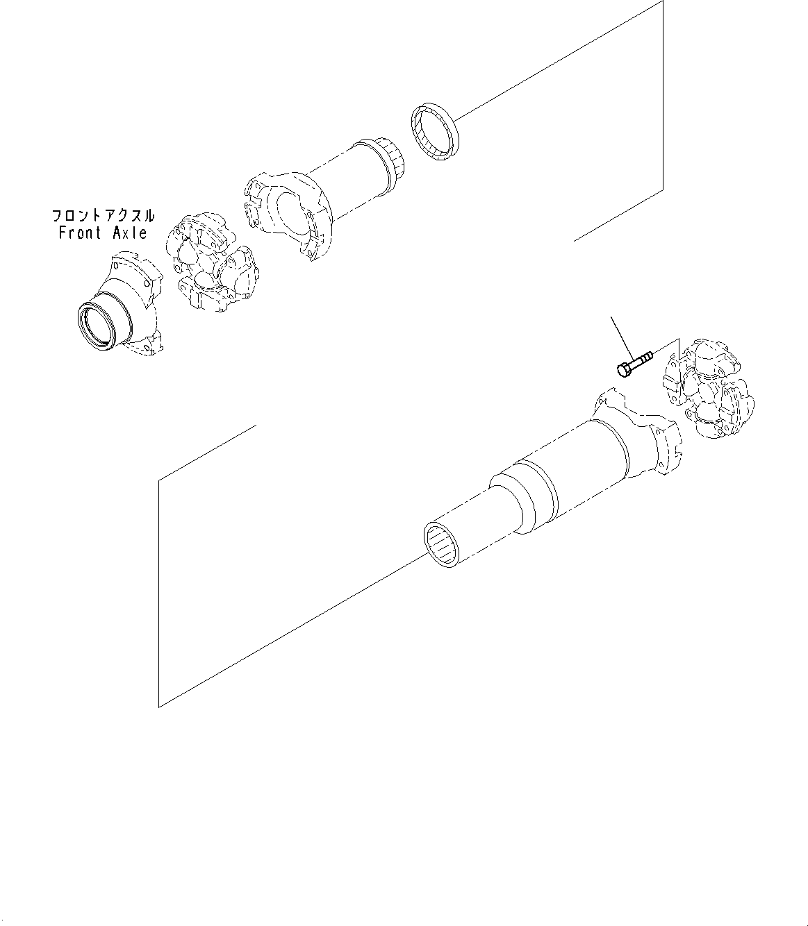 Komatsu parts book diagram for WD600-6R S/N 61001-UP: FRONT AXLE, RELATED PARTS(#60001-)