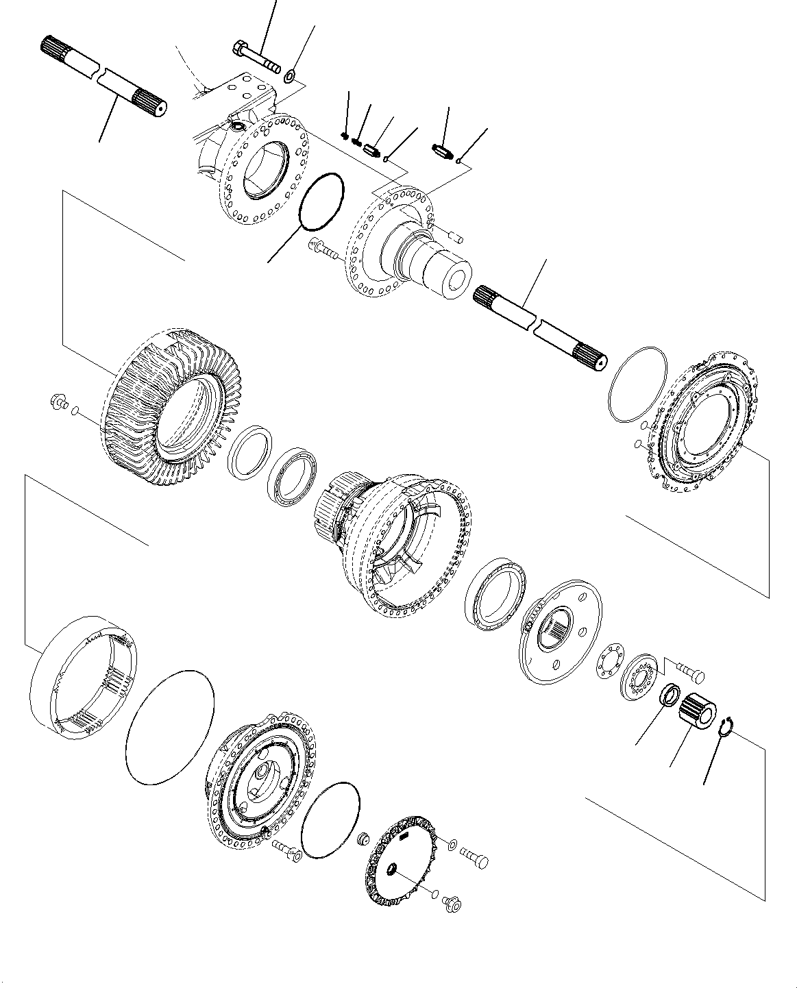 Komatsu parts book diagram for WD600-6R S/N 61001-UP: REAR AXLE, SHAFT(#60001-)