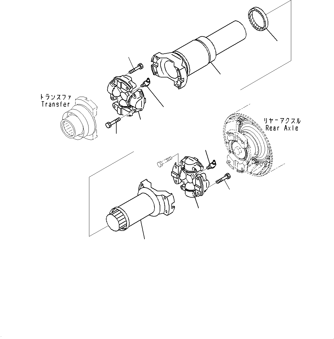 Komatsu parts book diagram for WD600-6R S/N 61001-UP: REAR AXLE, DRIVE SHAFT(#60001-)