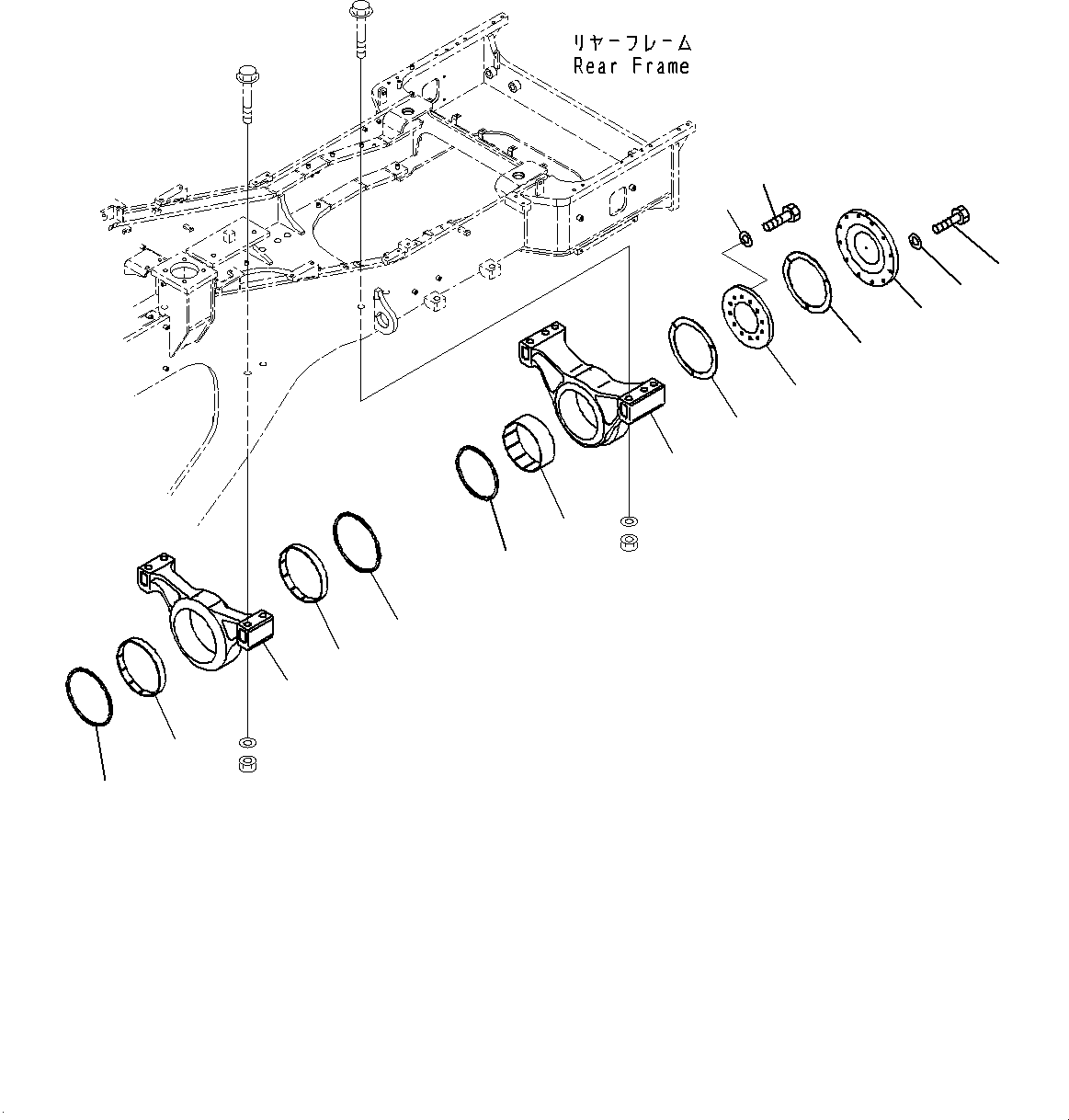 Komatsu parts book diagram for WD600-6R S/N 61001-UP: REAR AXLE, AXLE SUPPORT(#60001-)