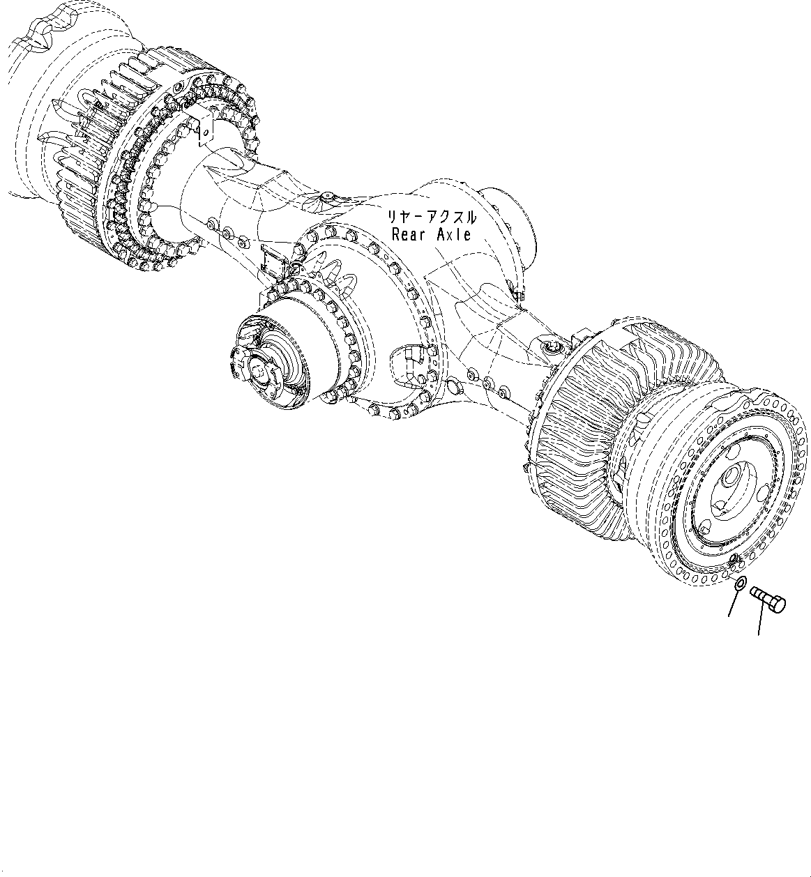 Komatsu parts book diagram for WD600-6R S/N 61001-UP: REAR AXLE, MOUNTING (1/2)(#60001-)