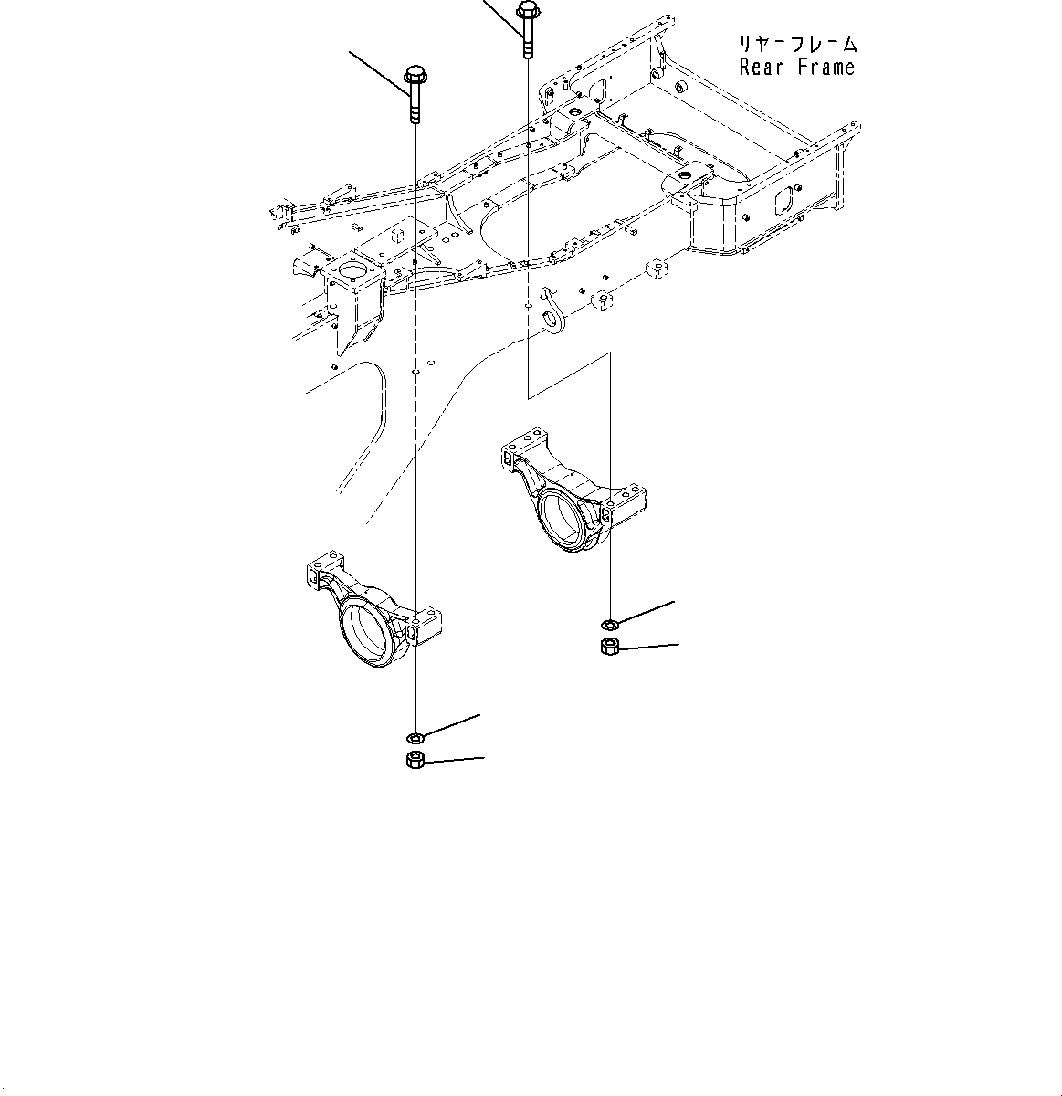 Komatsu parts book diagram for WD600-6R S/N 61001-UP: REAR AXLE, MOUNTING (2/2)(#60001-)