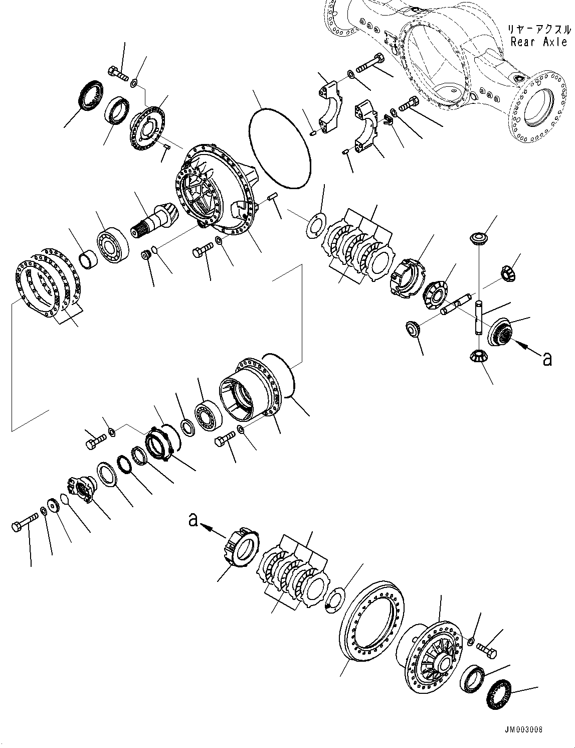 Komatsu parts book diagram for WD600-6R S/N 61001-UP: REAR AXLE, DIFFERENTIAL (WITH BRAKE OIL COOLING SYSTEM, LIMITED SLIP DIFFERENTIAL)(#60001-60006)