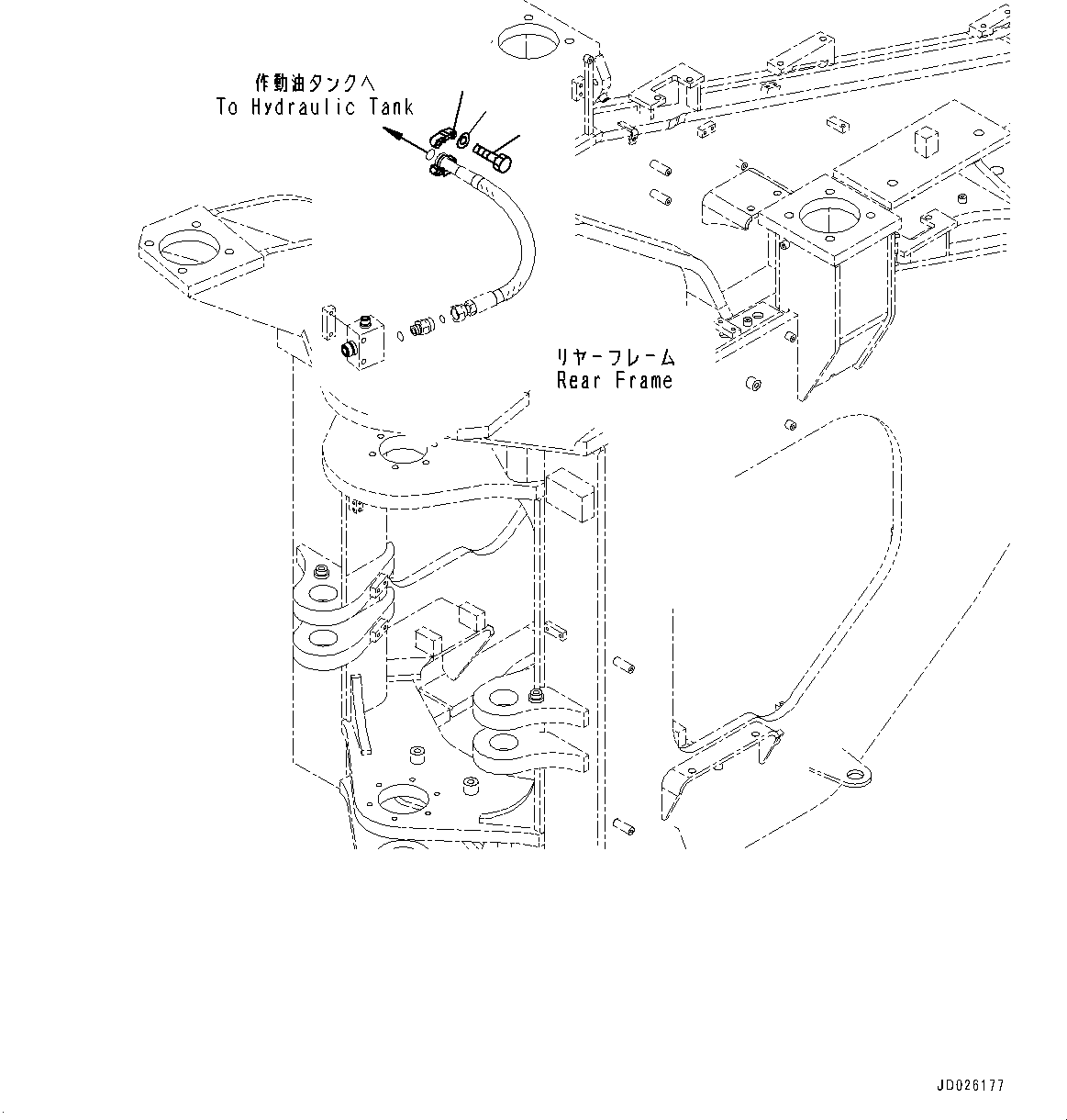 Komatsu parts book diagram for WD600-6R S/N 61001-UP: HYDRAULIC TANK, BRAKE PIPING(#60001-)