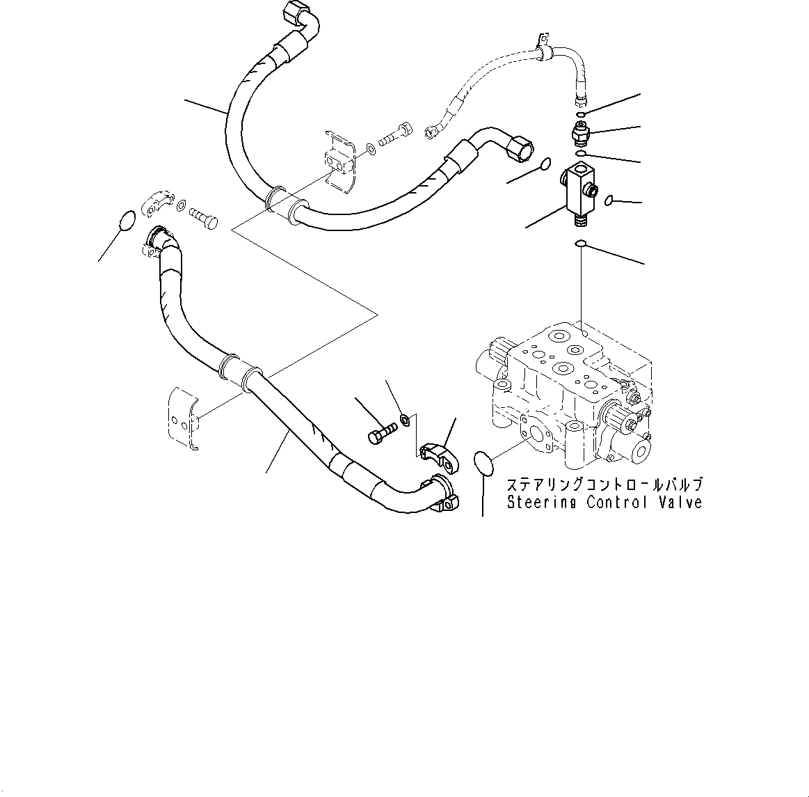 Komatsu parts book diagram for WD600-6R S/N 61001-UP: STEERING CONTROL VALVE, RETURN PIPING(#60001-)
