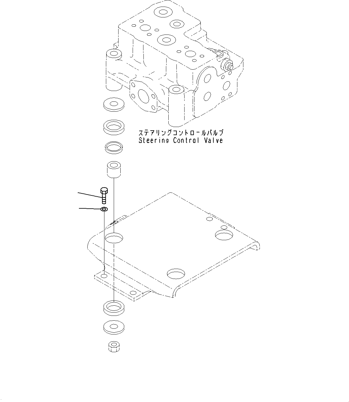 Komatsu parts book diagram for WD600-6R S/N 61001-UP: STEERING CONTROL VALVE, MOUNTING(#60001-)