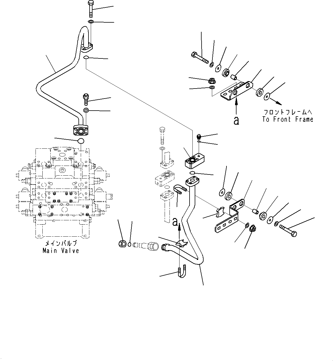 Komatsu parts book diagram for WD600-6R S/N 61001-UP: HYDRAULIC PIPING, TILT CYLINDER HEAD PIPING, R.H.(#60001-)
