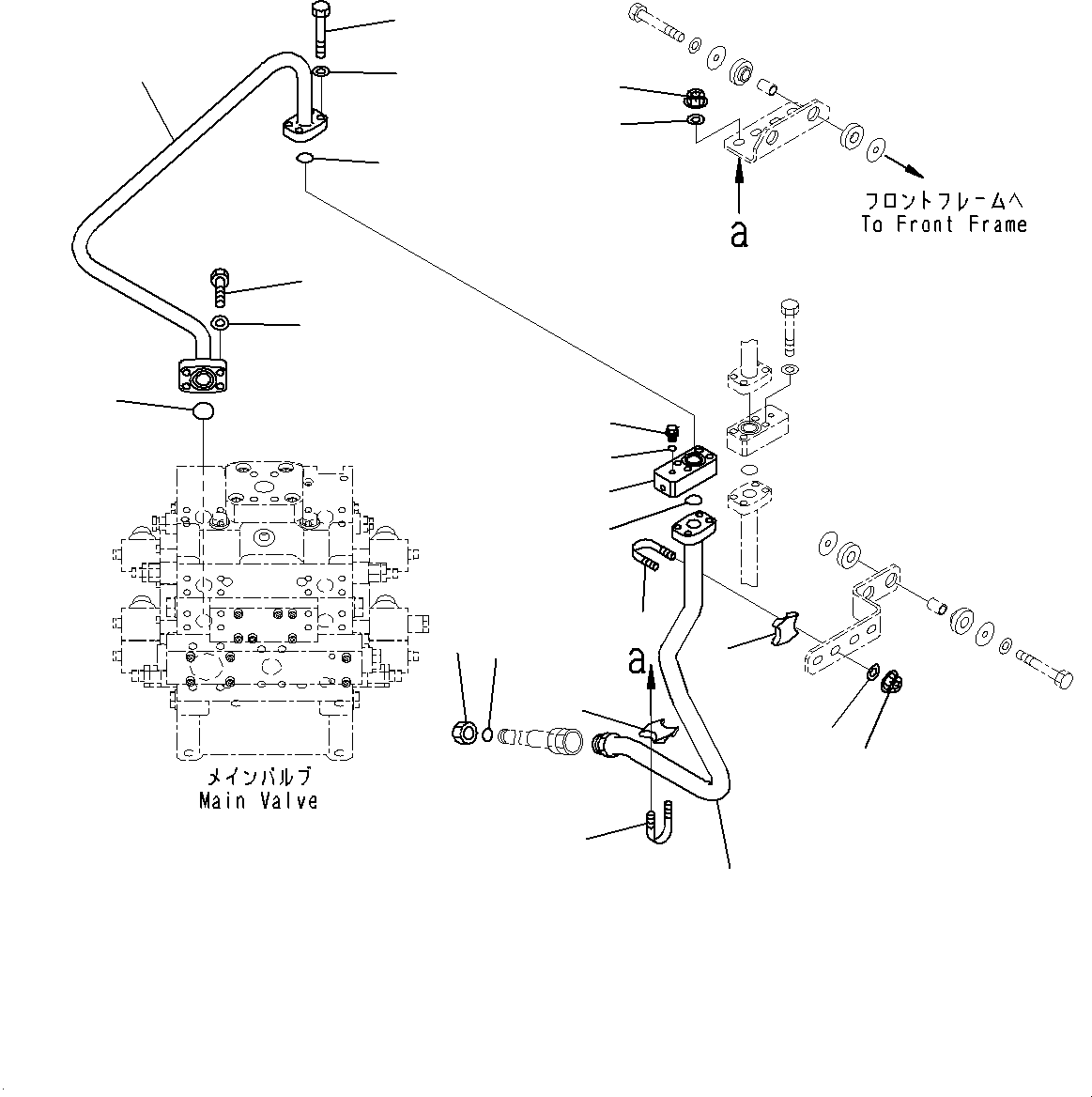 Komatsu parts book diagram for WD600-6R S/N 61001-UP: HYDRAULIC PIPING, TILT CYLINDER BOTTOM PIPING, R.H.(#60001-)