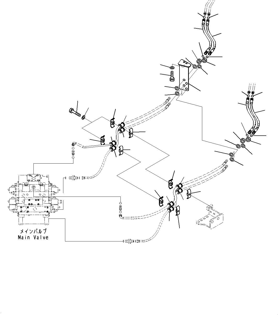 Komatsu parts book diagram for WD600-6R S/N 61001-UP: HYDRAULIC PIPING, PIPING(#60001-)