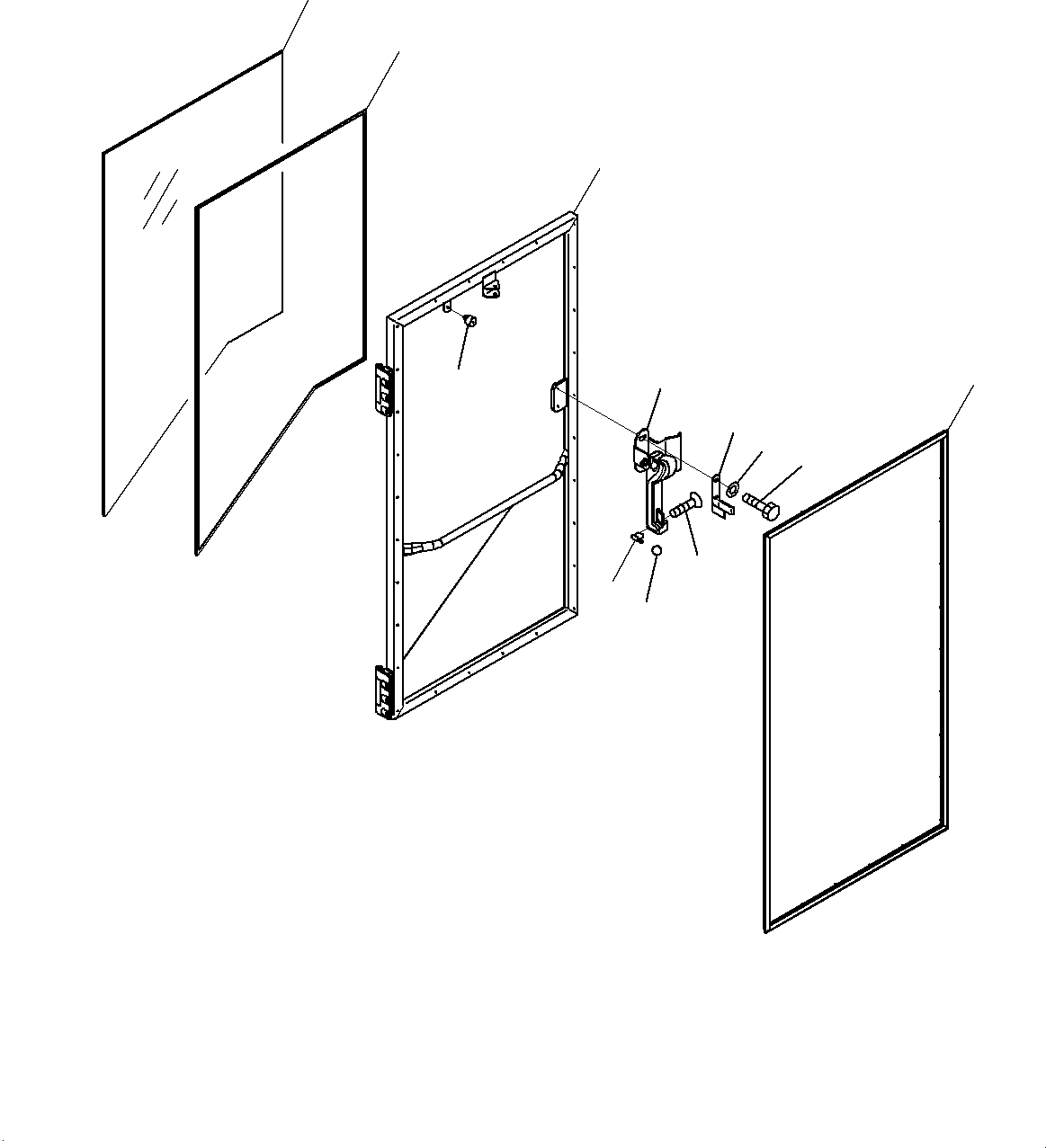 Komatsu parts book diagram for WD600-6R S/N 61001-UP: CAB, DOOR, R.H.(#61001-)