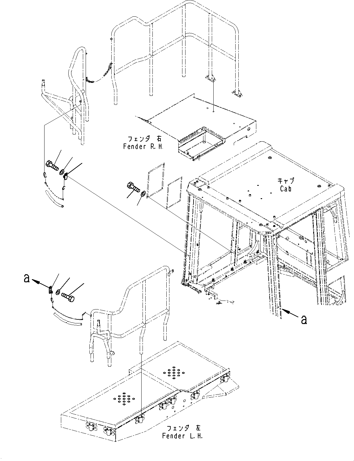 Komatsu parts book diagram for WD600-6R S/N 61001-UP: CAB, SIDE COVER (1/3)(#61001-)