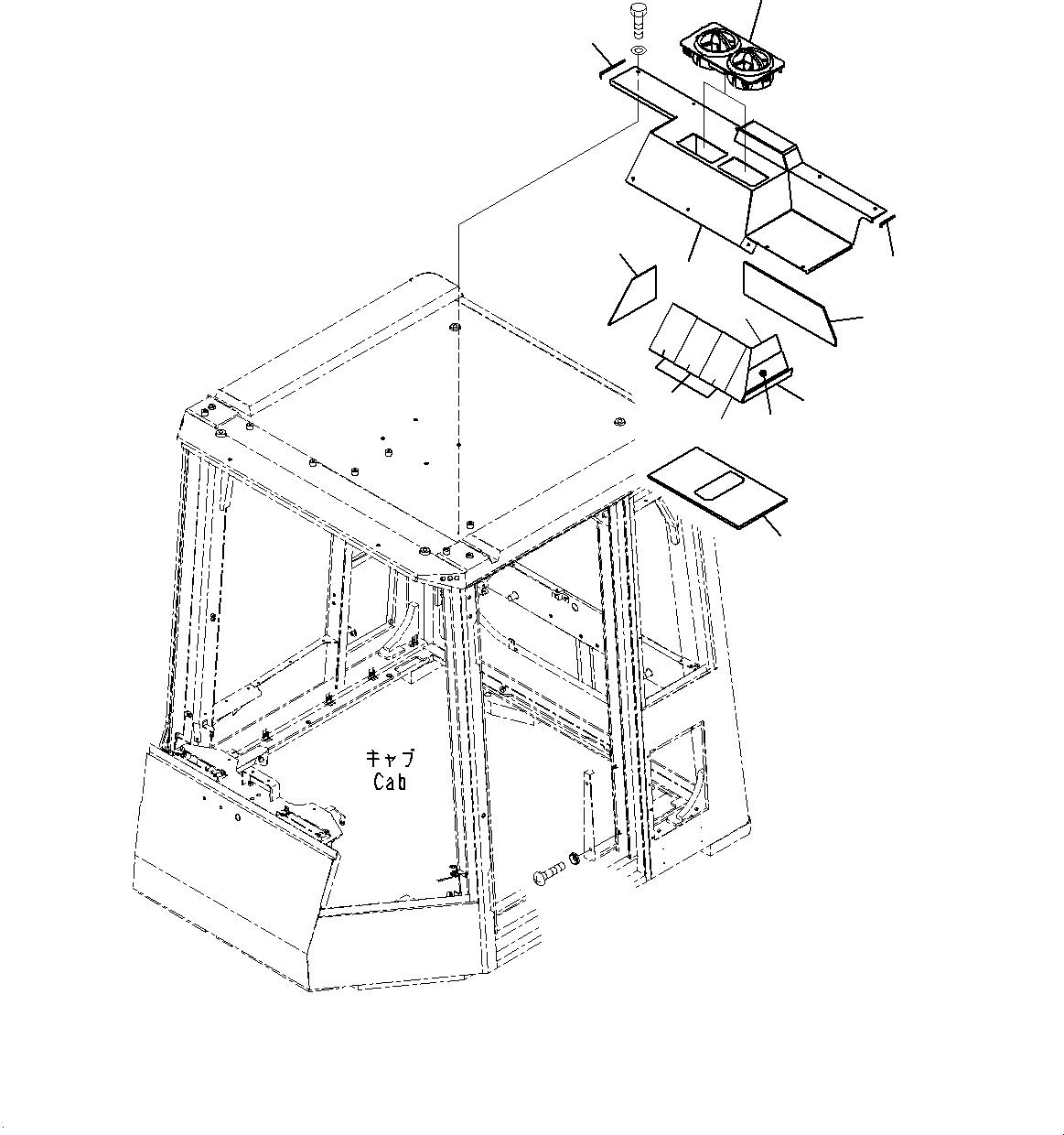 Komatsu parts book diagram for WD600-6R S/N 61001-UP: CAB, DUCT(#61001-)