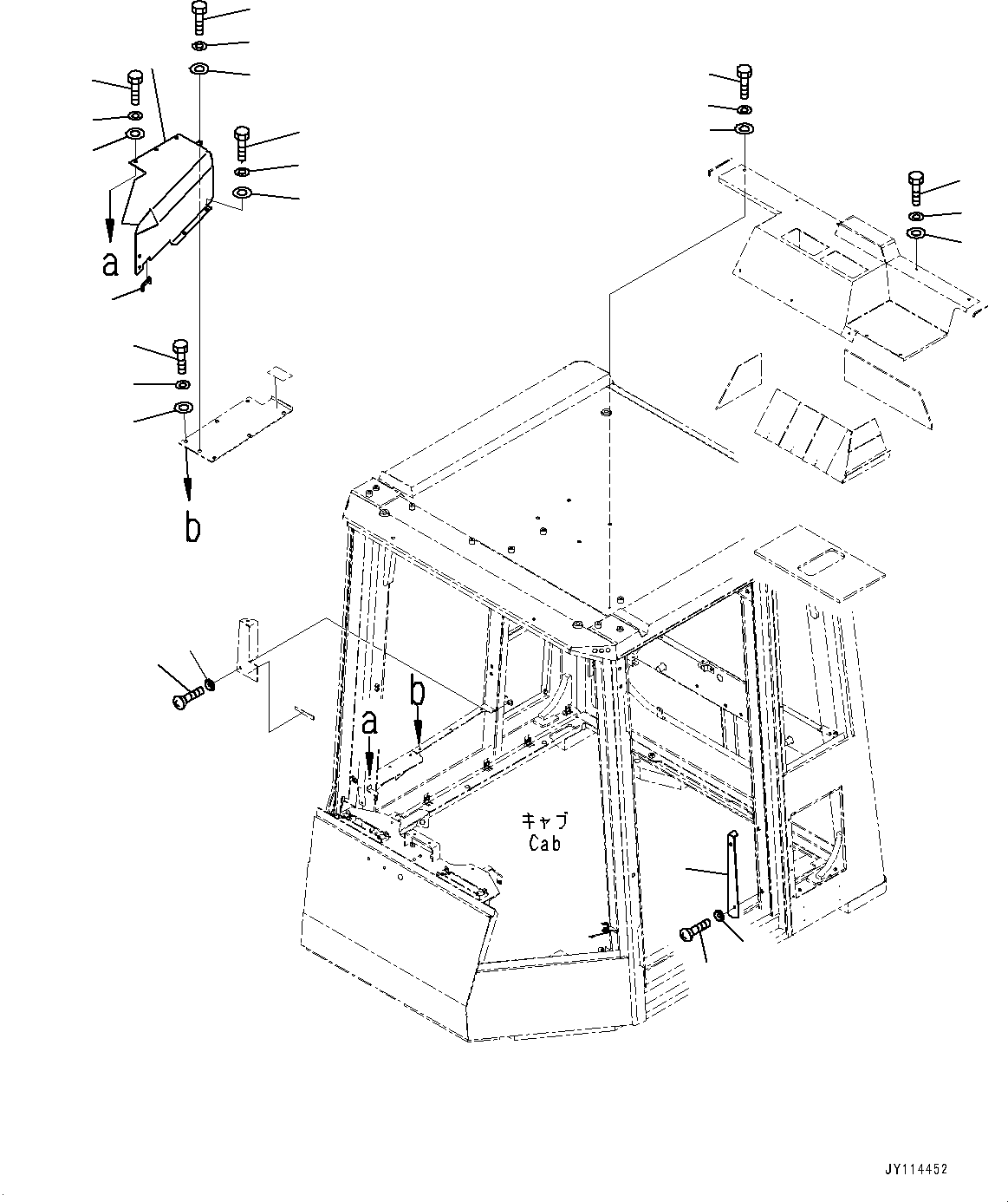 Komatsu parts book diagram for WD600-6R S/N 61001-UP: CAB, SIDE COVER (2/3)(#61001-)