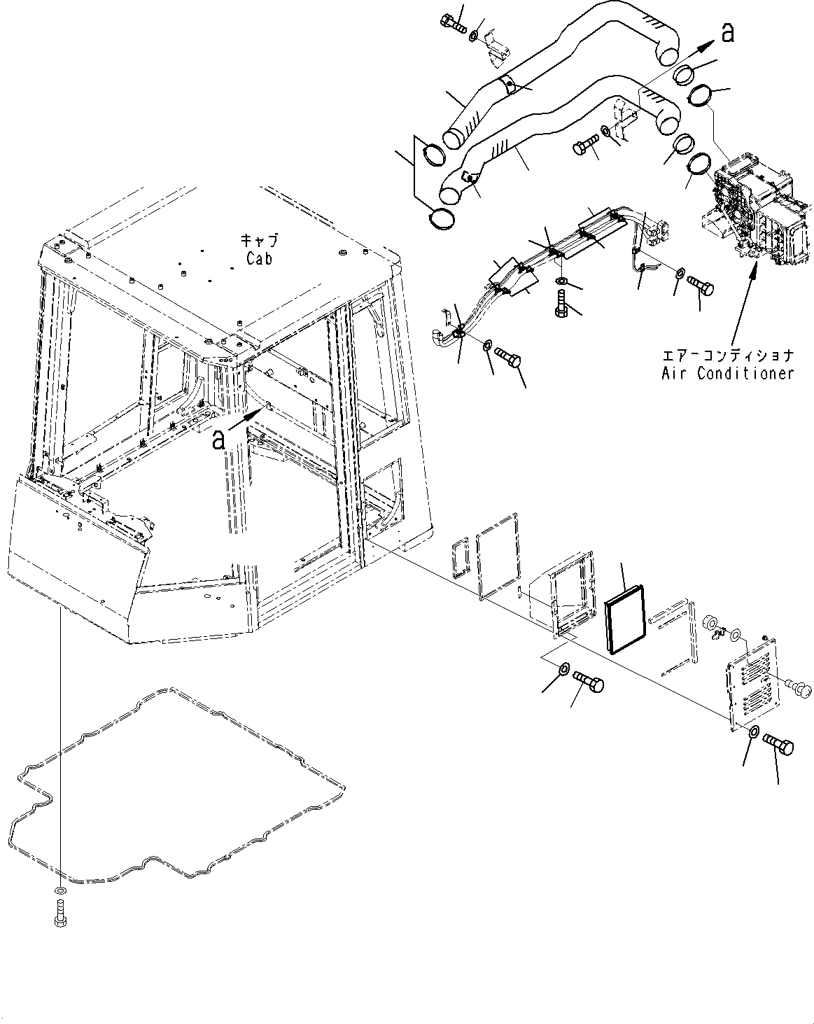 Komatsu parts book diagram for WD600-6R S/N 61001-UP: CAB, AIR CONDITIONER PIPING MOUNTING(#61001-)