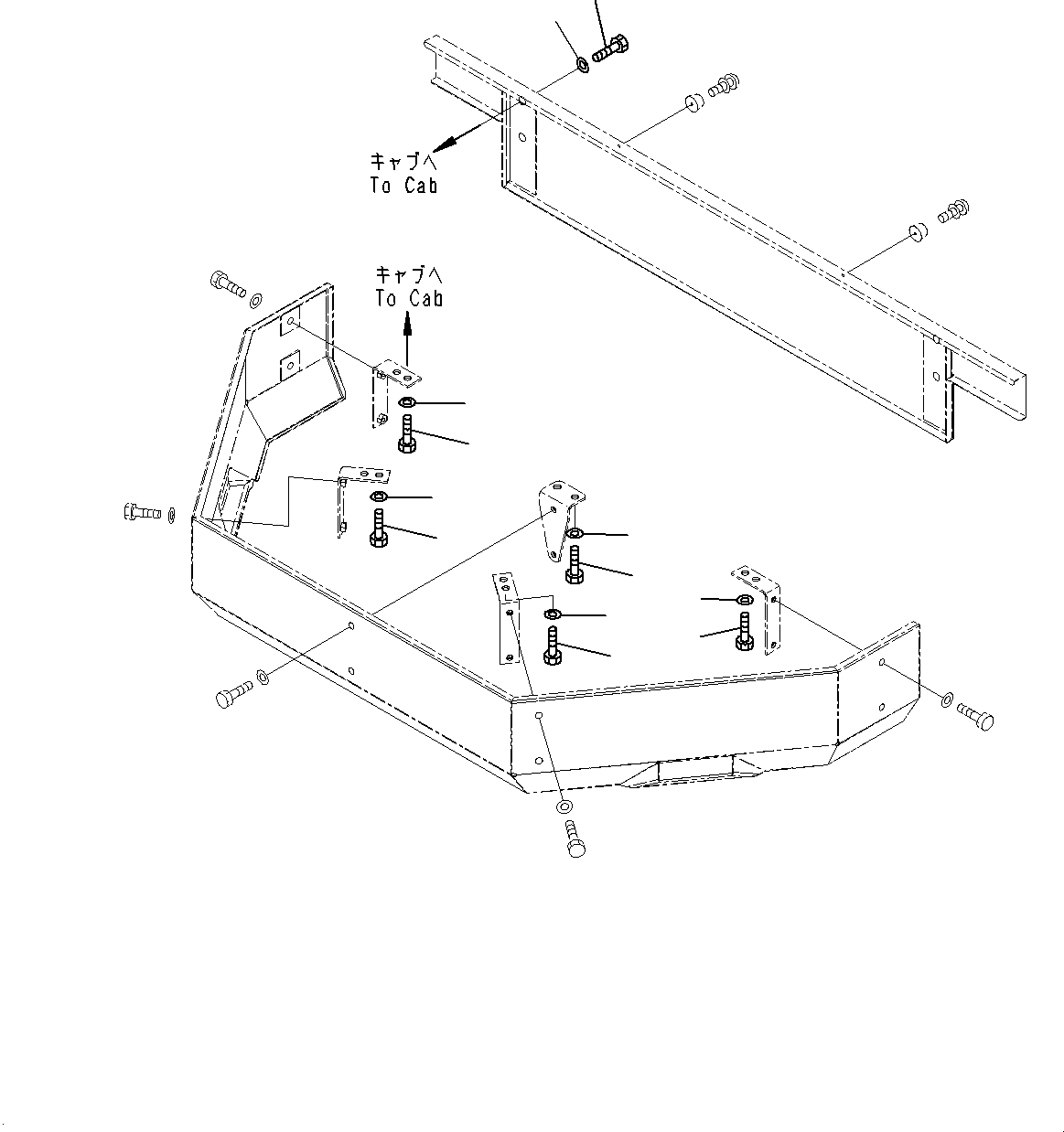 Komatsu parts book diagram for WD600-6R S/N 61001-UP: CAB, MOUNTING (2/2)(#61001-)