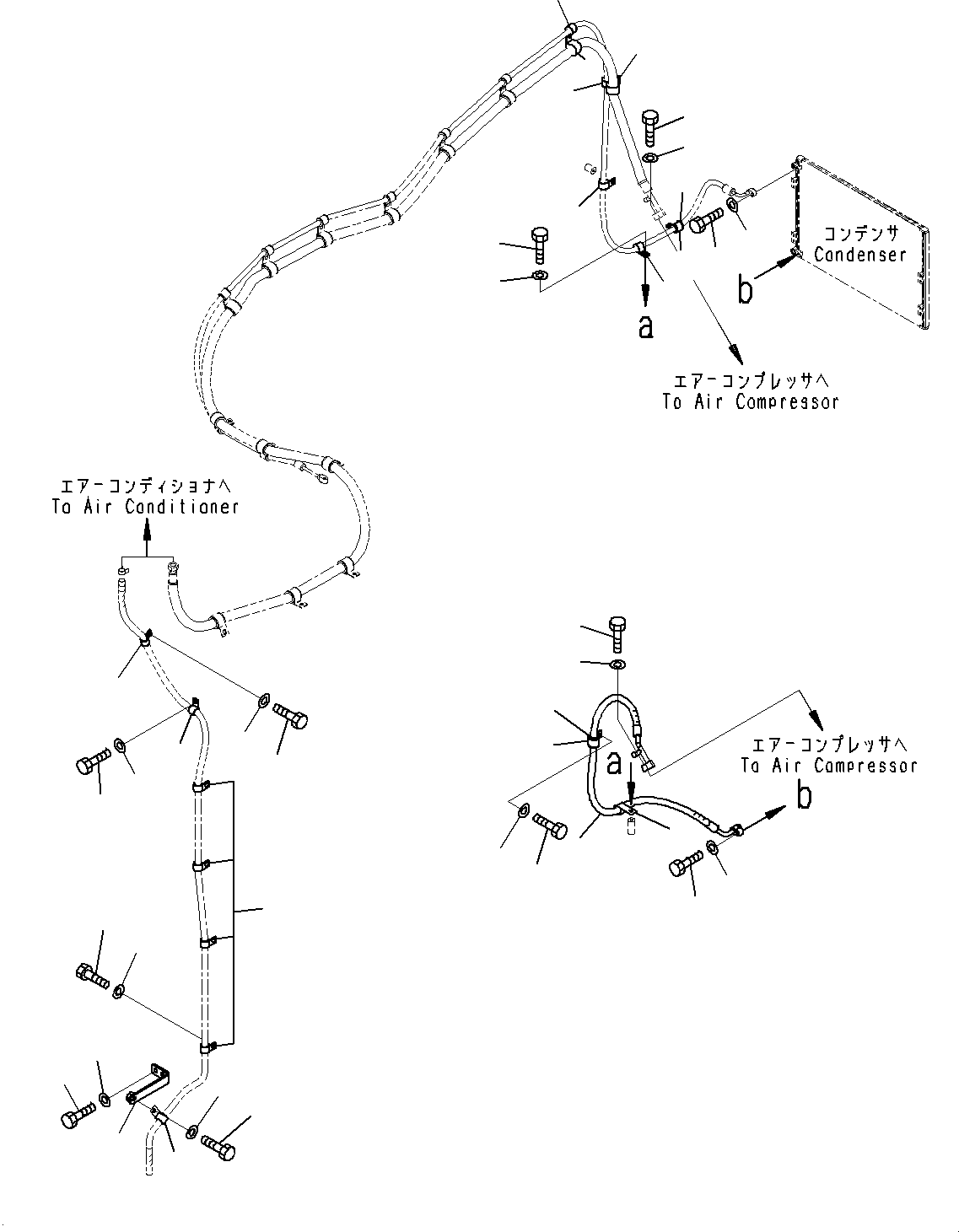 Komatsu parts book diagram for WD600-6R S/N 61001-UP: AIR CONDITIONER RELATED PARTS, (#60001-)