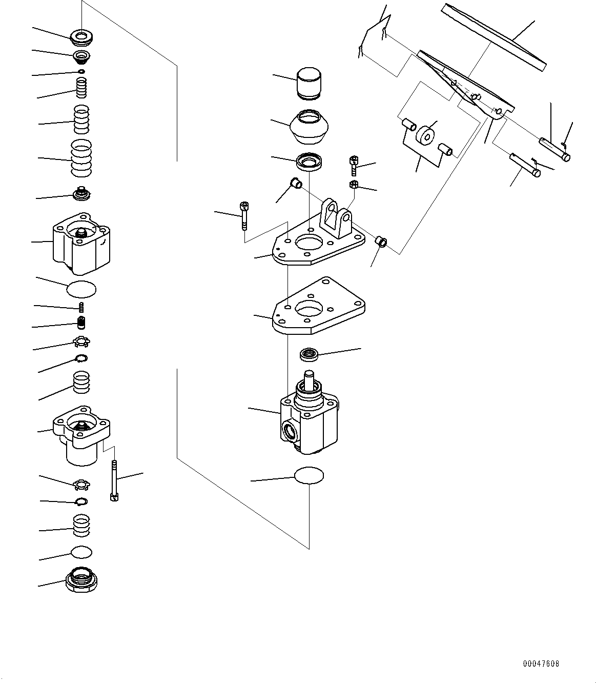 Komatsu parts book diagram for WD600-6R S/N 61001-UP: FLOOR, INNER PARTS, TANDEM BRAKE VALVE(#60001-)
