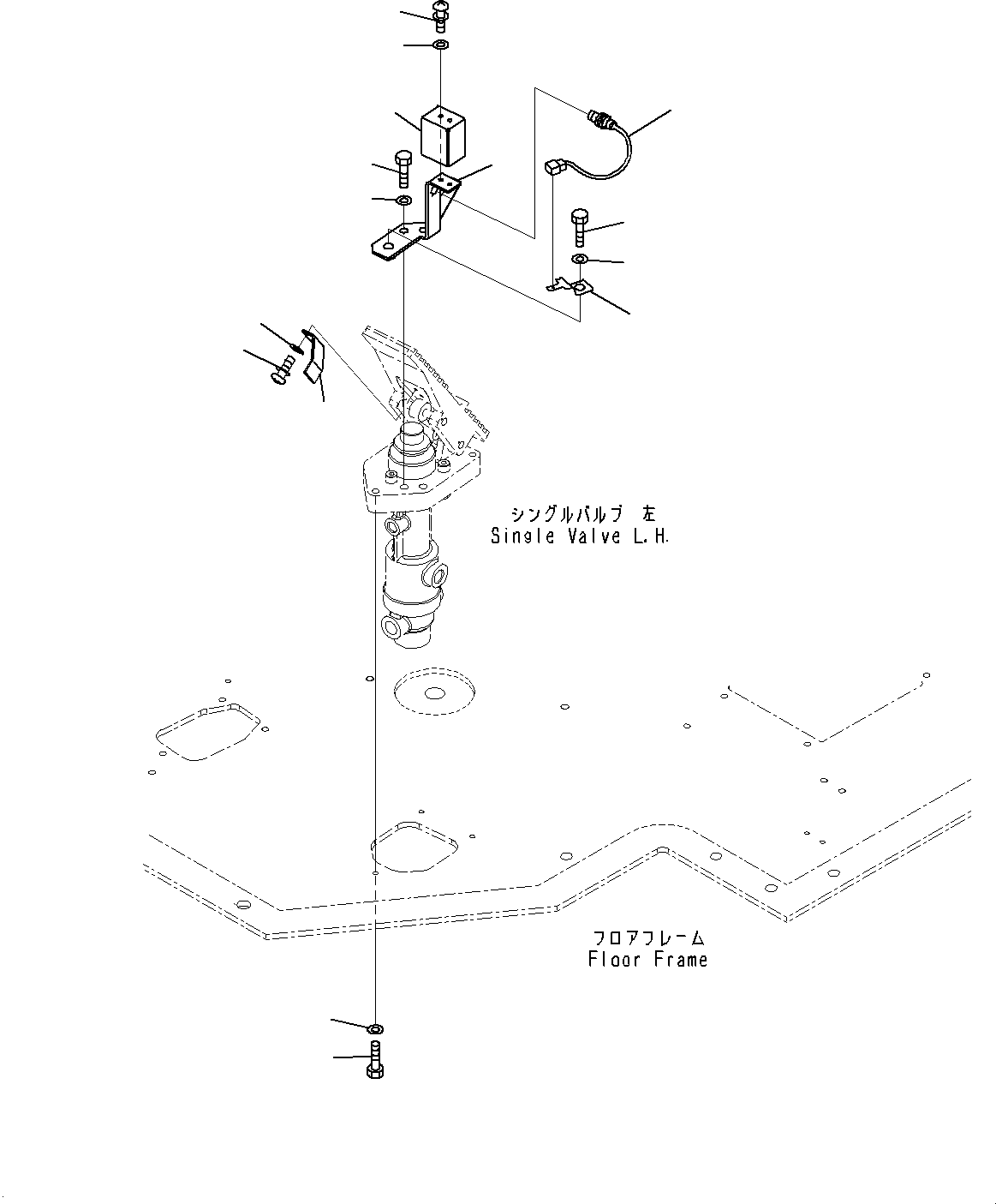 Komatsu parts book diagram for WD600-6R S/N 61001-UP: FLOOR, VALVE MOUNTING, L.H.(#60001-)