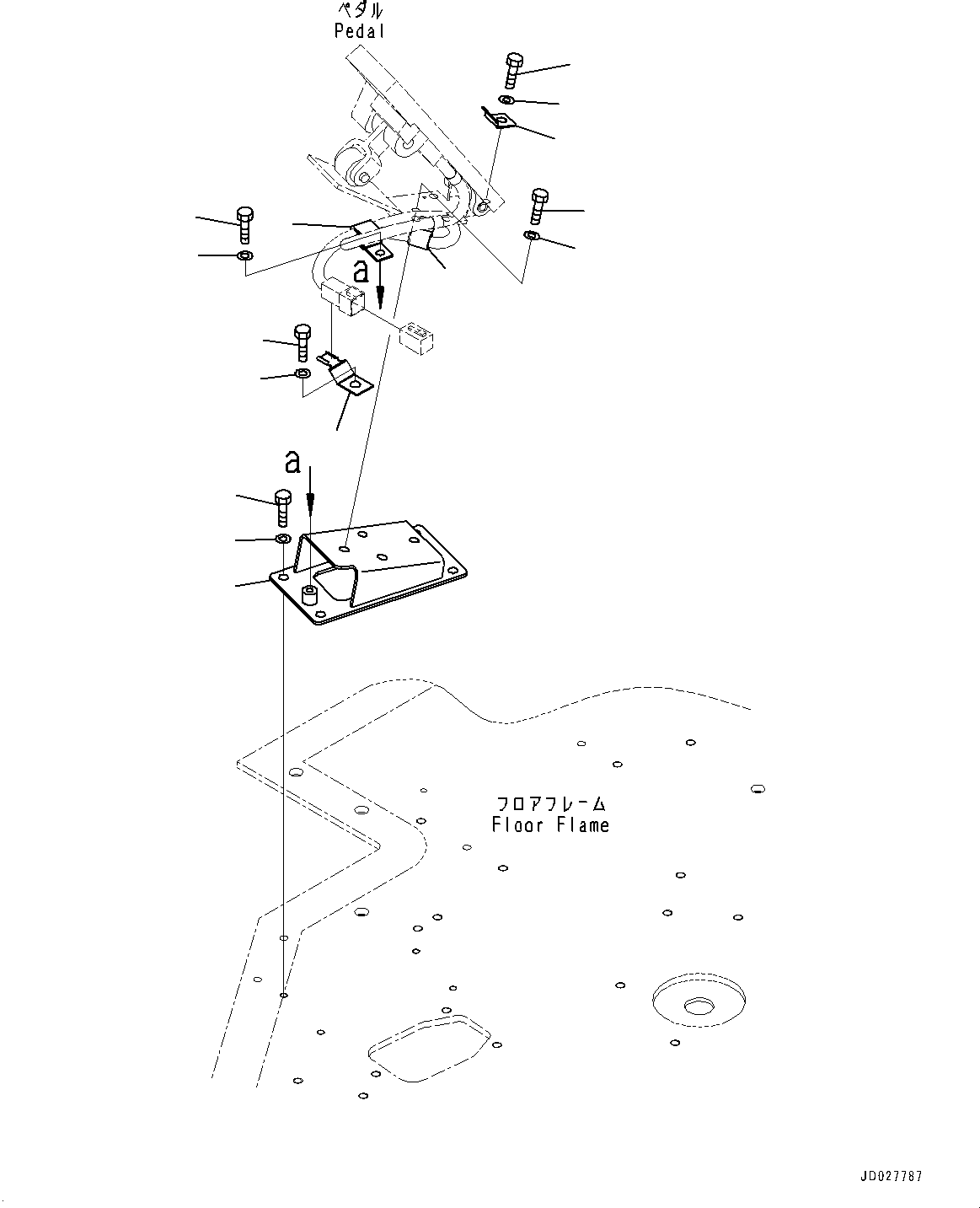 Komatsu parts book diagram for WD600-6R S/N 61001-UP: FLOOR, ACCELERATOR PEDAL MOUNTING(#60001-)