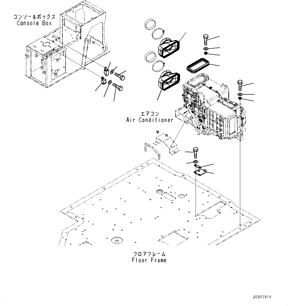 Komatsu parts book diagram for WD600-6R S/N 61001-UP: FLOOR, AIR CONDITIONER RELATED PARTS(#60001-)