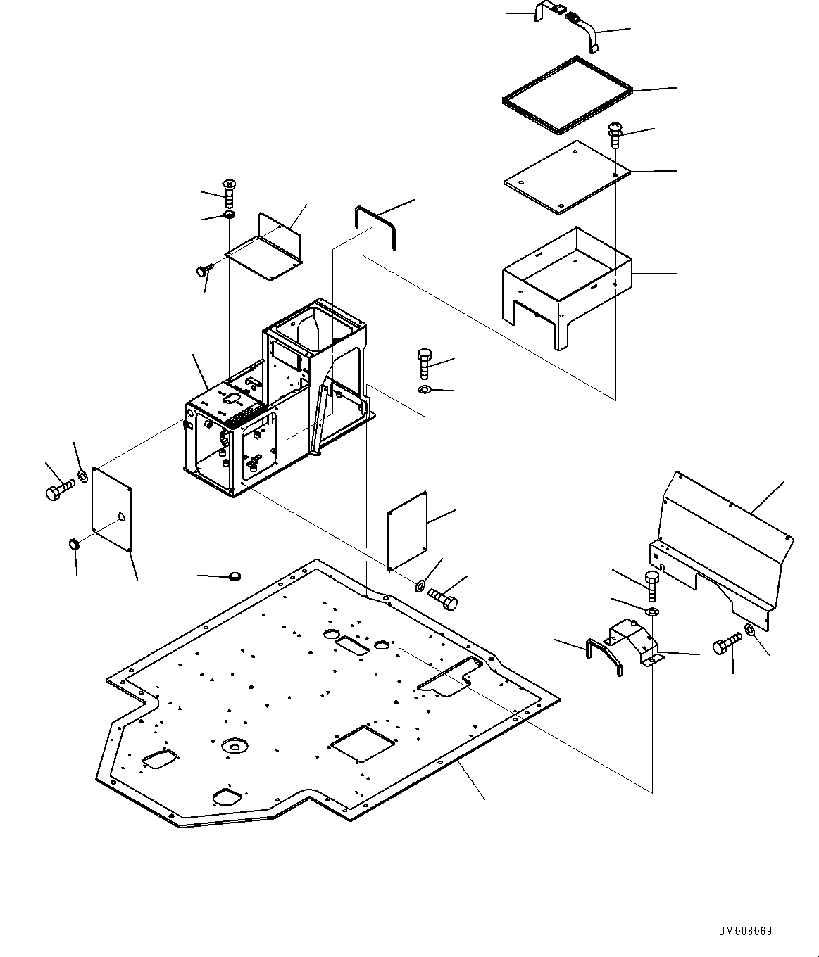 Komatsu parts book diagram for WD600-6R S/N 61001-UP: FLOOR, CONSOLE BOX, R.H. (1/2)(#60001-)
