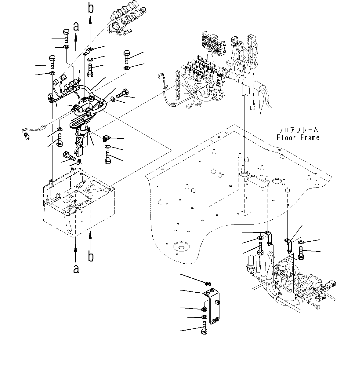 Komatsu parts book diagram for WD600-6R S/N 61001-UP: FLOOR, CONSOLE BOX WIRING HARNESS, R.H.(#60001-)
